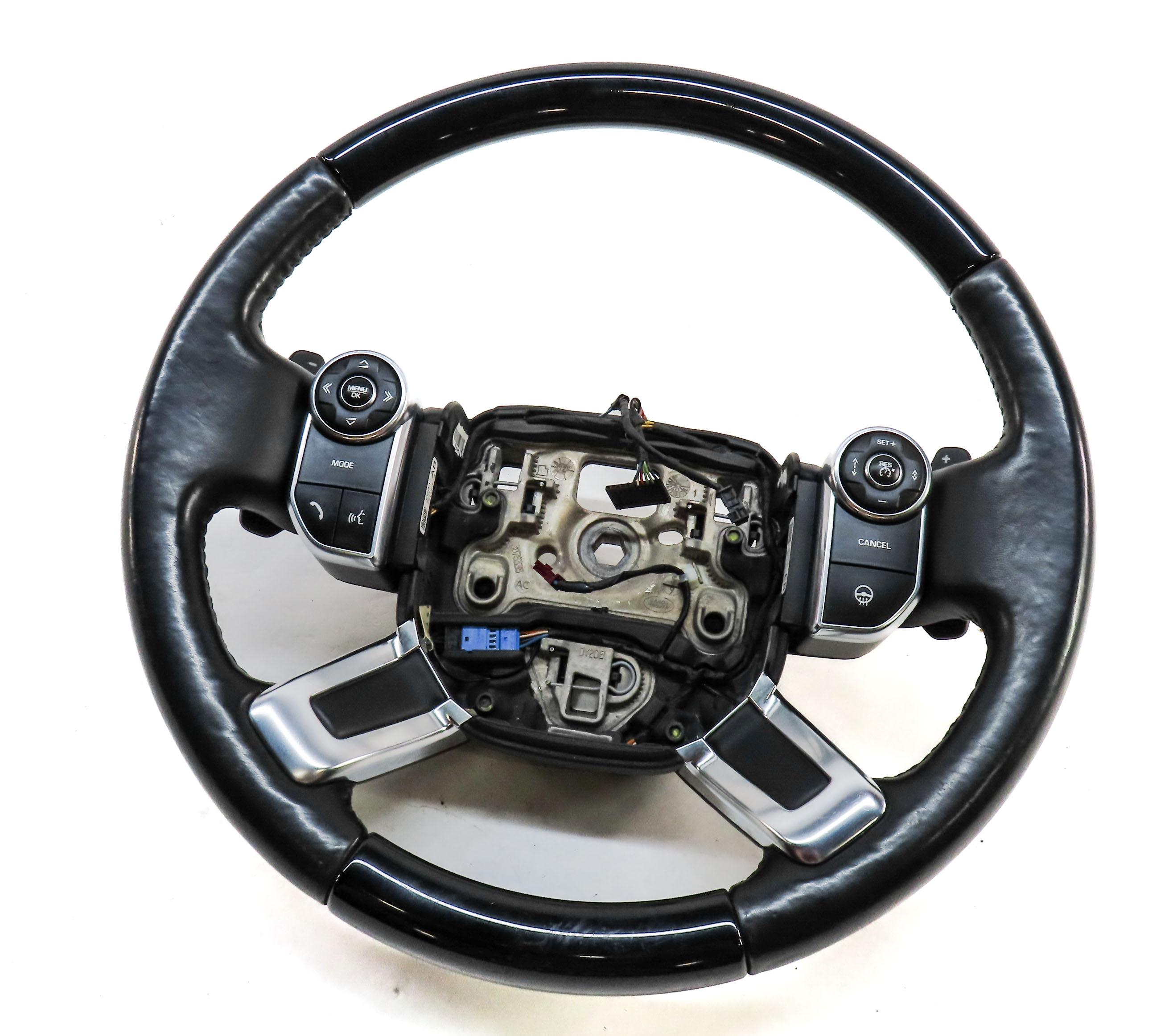 13-21 DISCOVERY RANGE ROVER (L405 L462) HEATED STEERING WHEEL w/ PADDLES (BLACK) — exact item pictured
