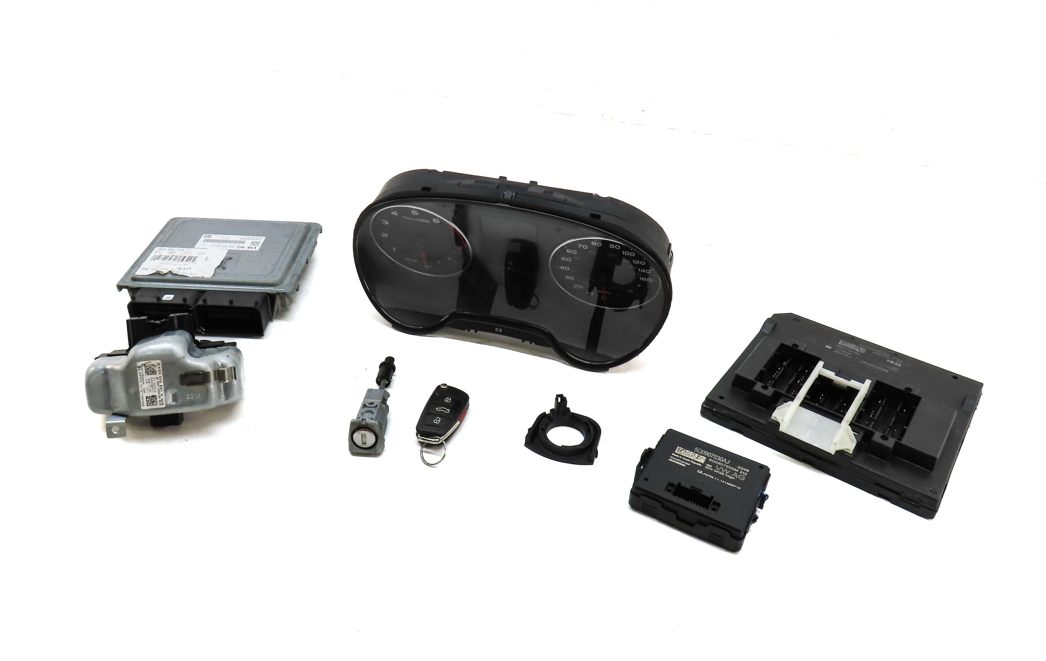 2016 AUDI A3 (8V) 1.8L CNSB TURBO ENGINE ECM BCM IMMOBILIZER MODULE LOCK KEY SET — exact item pictured