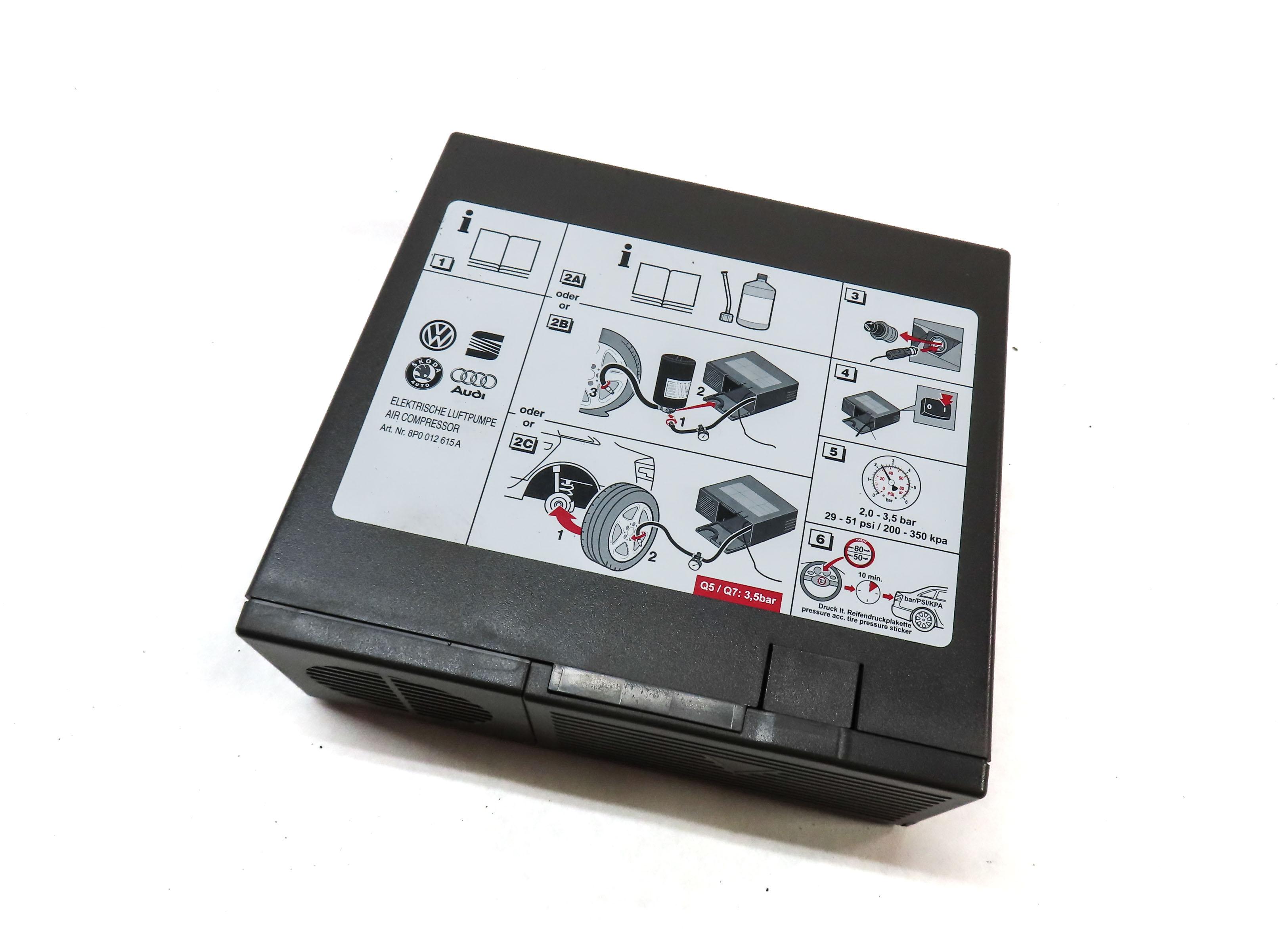 2013 AUDI Q5 (B8 8R) EMERGENCY ROADSIDE TIRE AIR PUMP COMPRESSOR 8P0012615A — exact item pictured