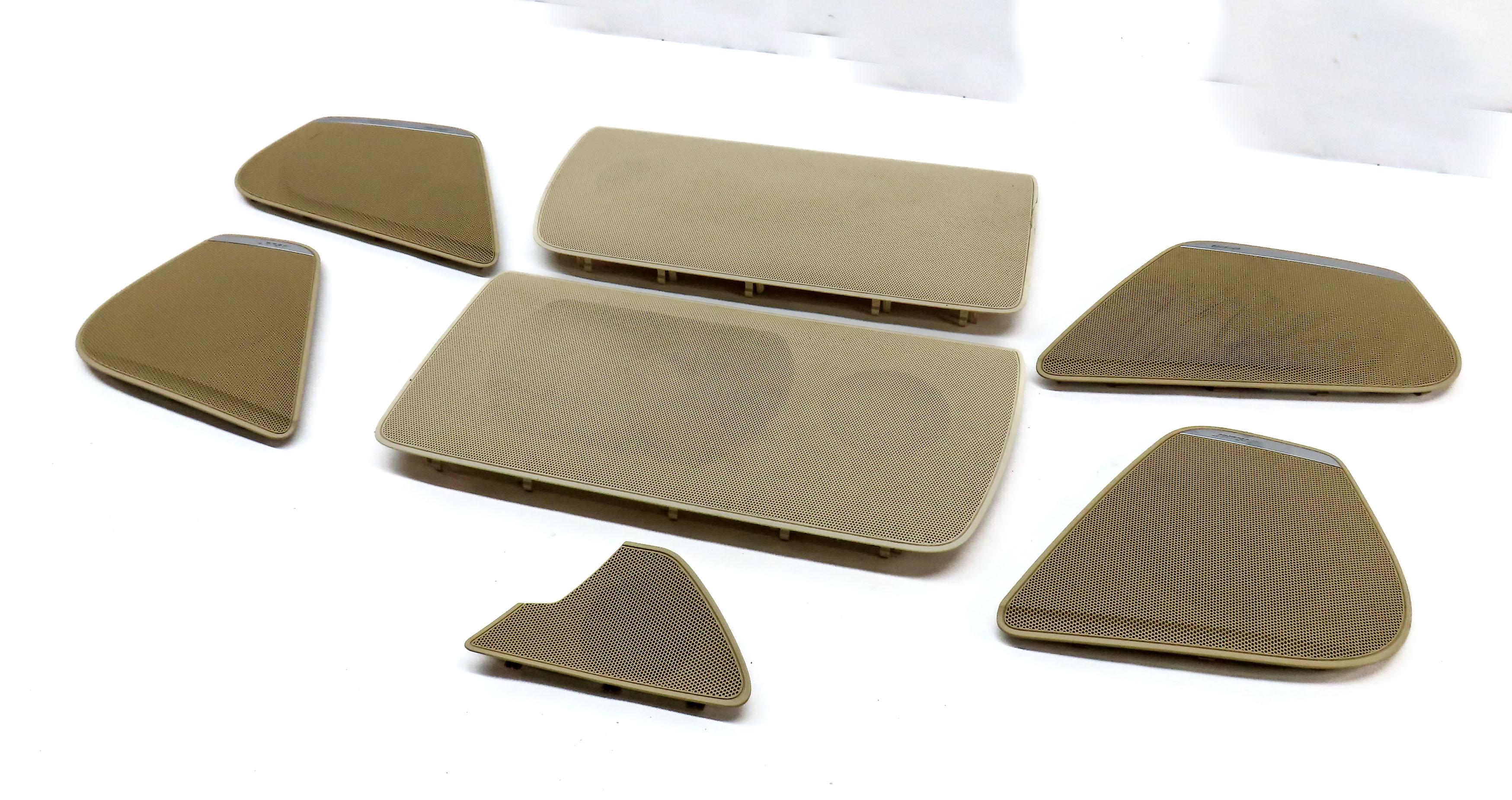 2012 AUDI A6 (C7) FRONT REAR LEFT RIGHT BOSE SPEAKER COVER GRILLE SET 7 (BEIGE) — exact item pictured