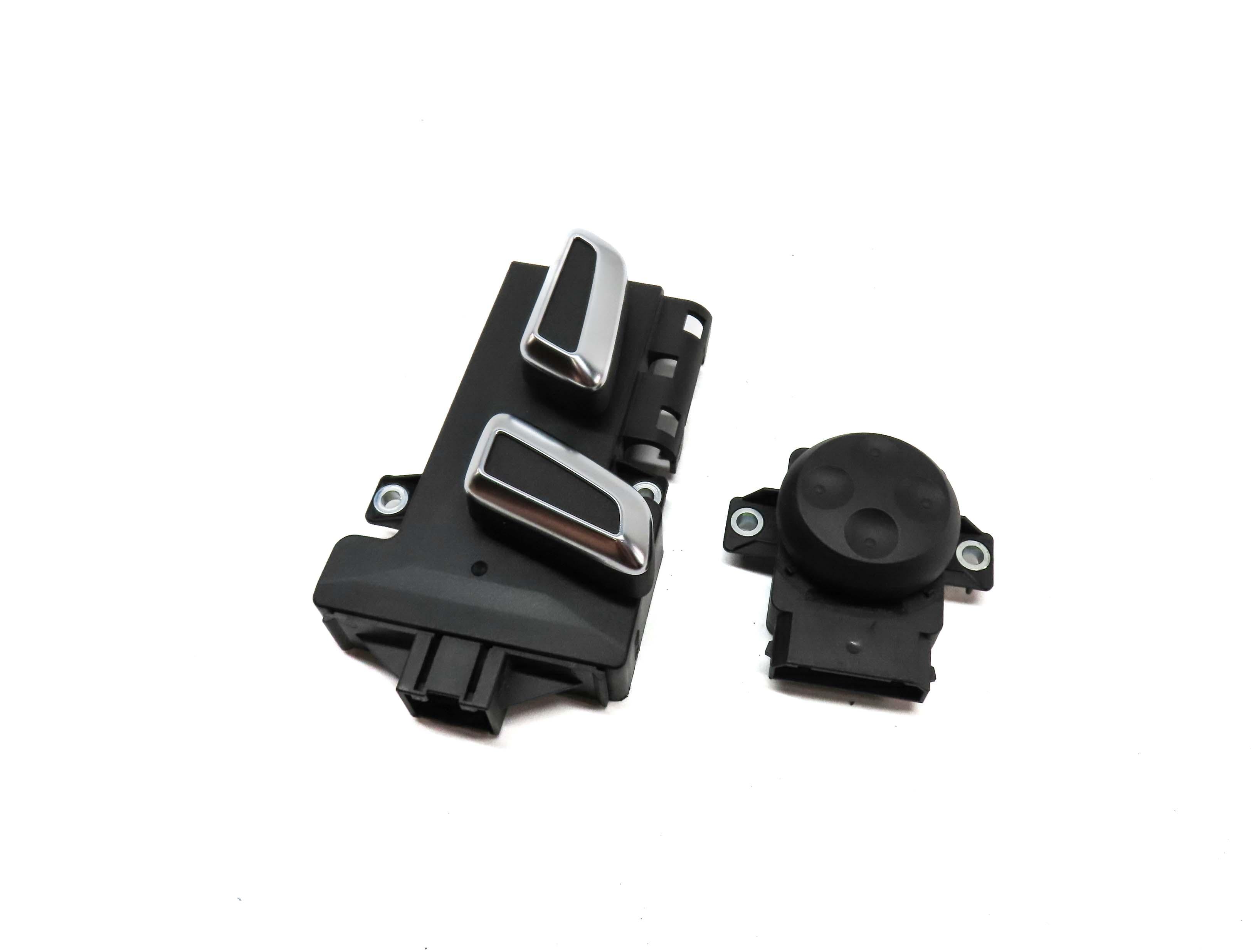 2014 AUDI S4 (B8 8K) FRONT LEFT SEAT ADJUST SWITCH w/ LUMBAR (BLACK & SILVER) — exact item pictured