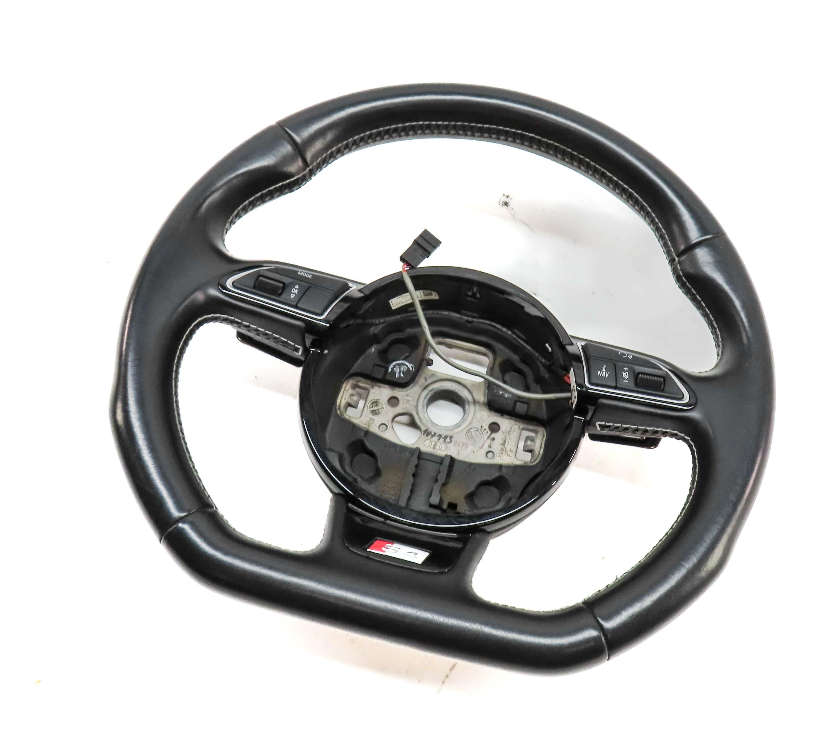 2014 AUDI S4 (B8 8K) 3 SPOKE FLAT BOTTOM S LINE SPORT STEERING WHEEL w/ BUTTONS — exact item pictured
