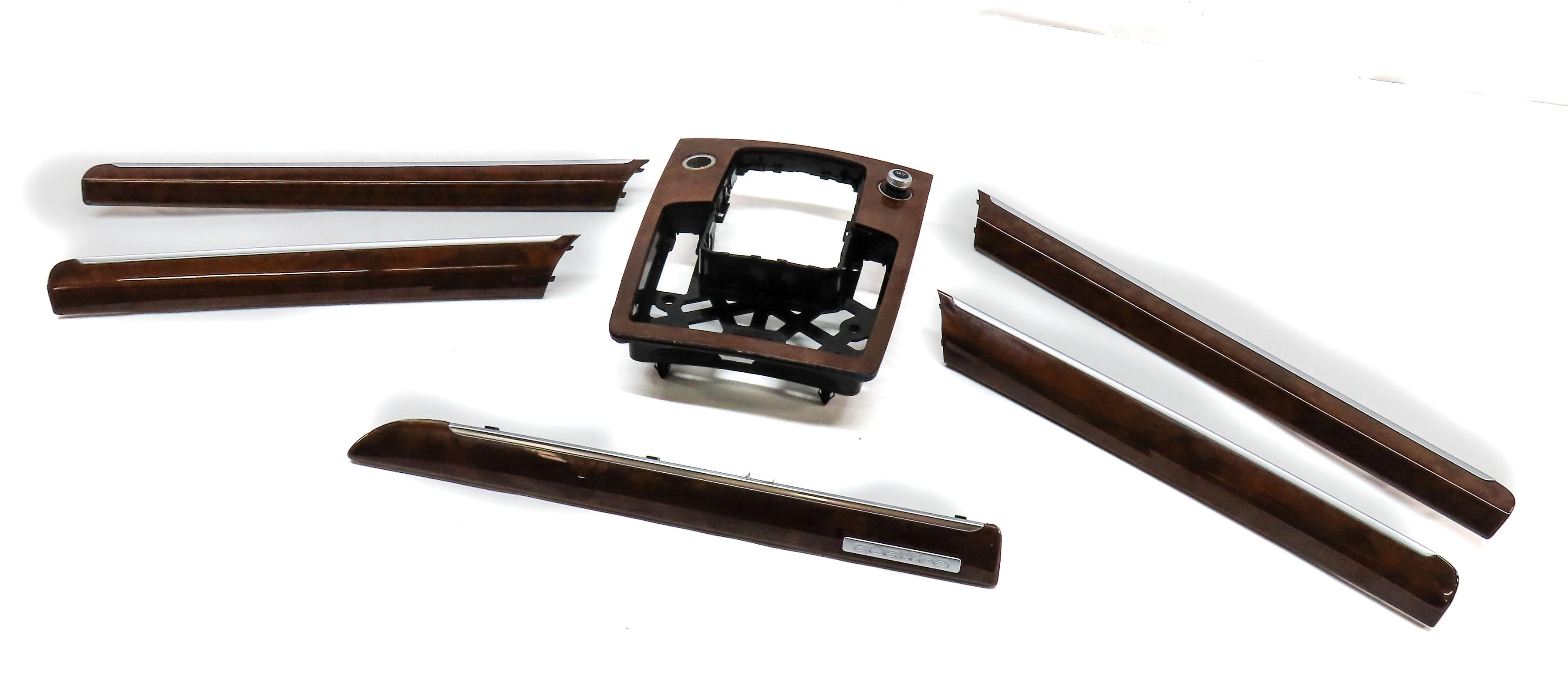 2011 AUDI Q7 (4L) FRONT REAR LEFT RIGHT DOOR DASH CONSOLE WALNUT WOOD TRIM SET 6 — exact item pictured
