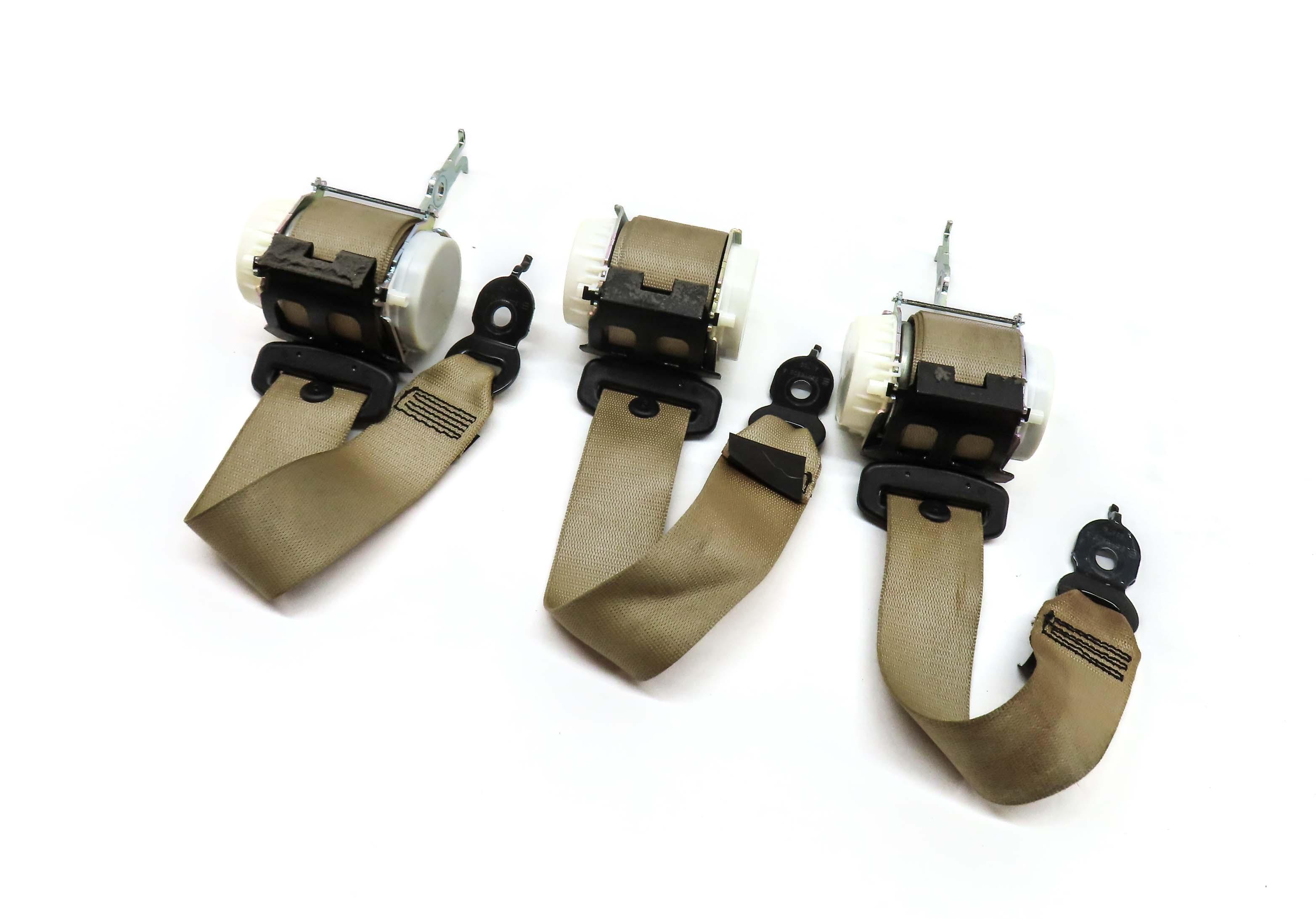 2011 BMW 535i SEDAN F10 REAR LEFT RIGHT & CENTER SEATBELT RETRACTOR SET3 (BEIGE) — exact item pictured