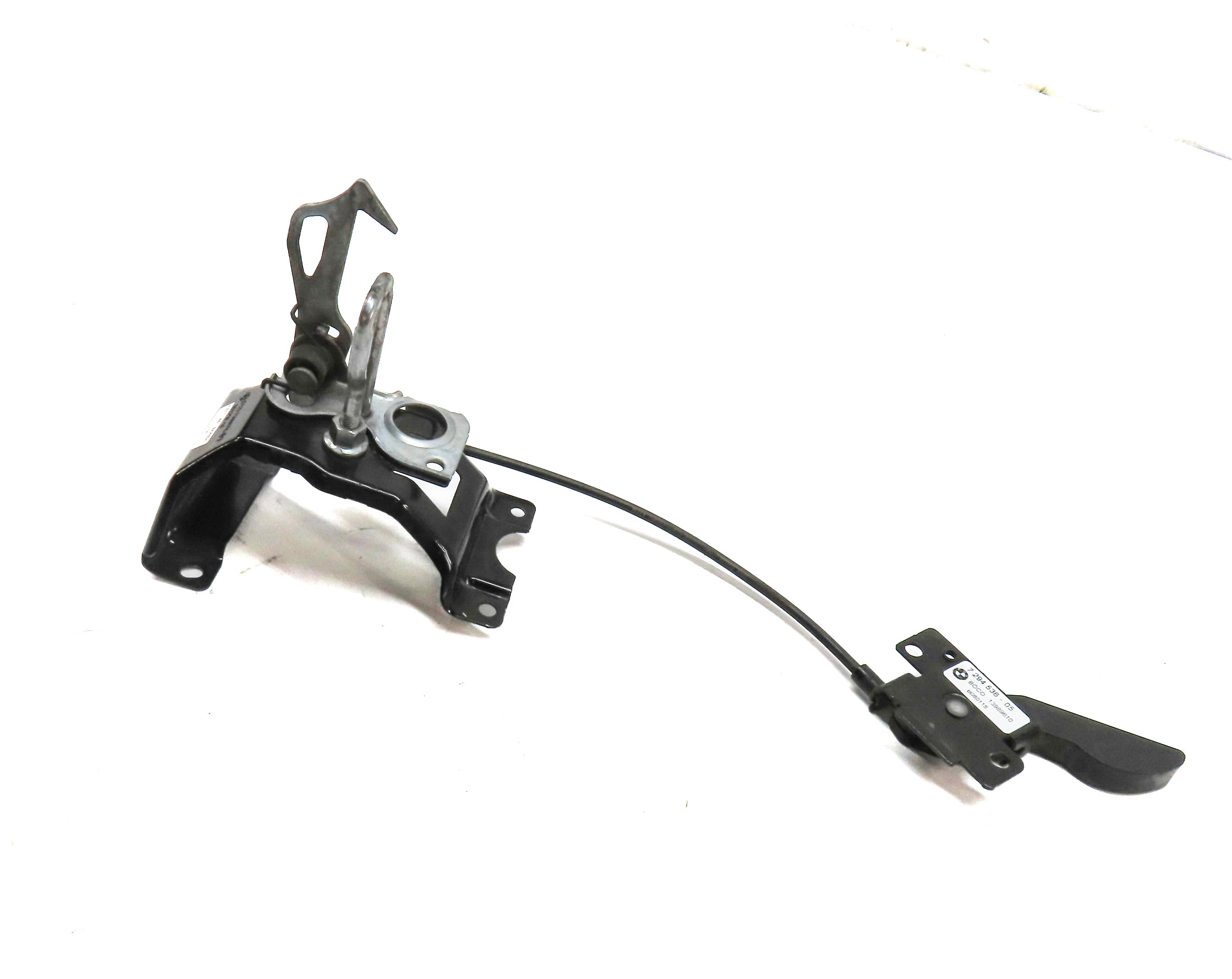2015 BMW X5 (F15) HOOD UPPER SAFETY CATCH HOOK & CABLE w/ RELEASE LEVER HANDLE — exact item pictured