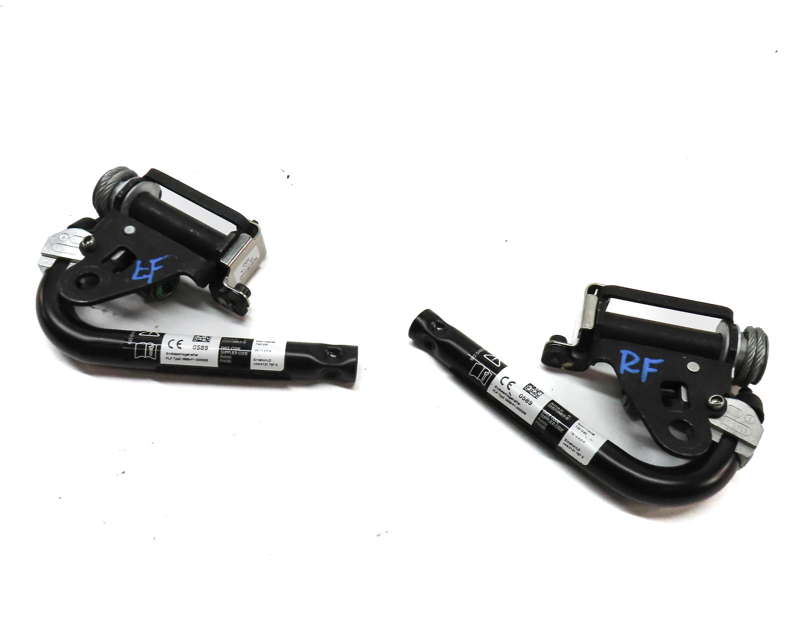 2015 BMW X5 (F15) FRONT LEFT & RIGHT SEATBELT RETRACTOR SUPPORT HOOK BRACKET SET — exact item pictured