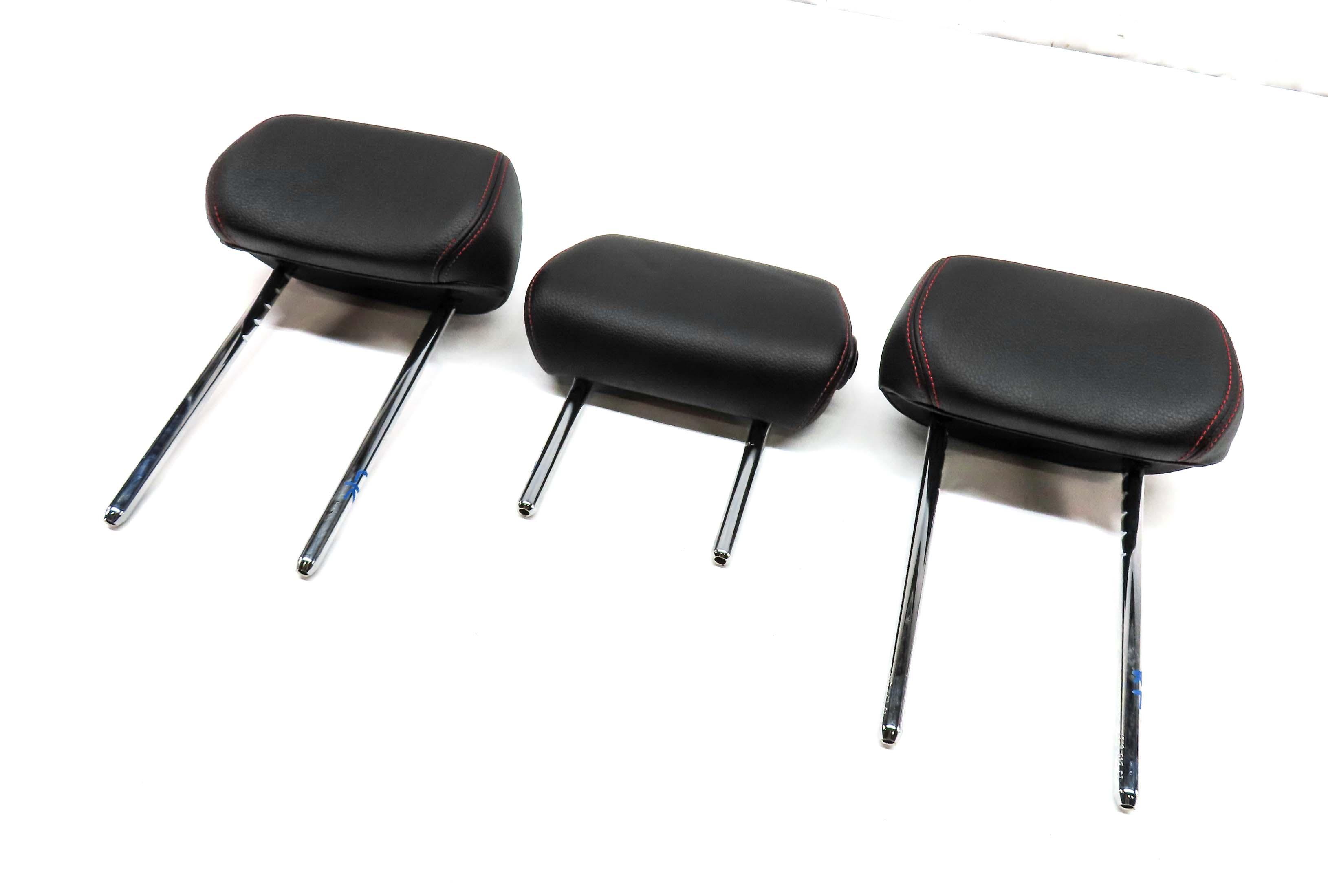 15-21 BMW 2 3 SERIES F22 F30 REAR LEFT & RIGHT HEADREST SET (BLACK & RED STITCH) — exact item pictured