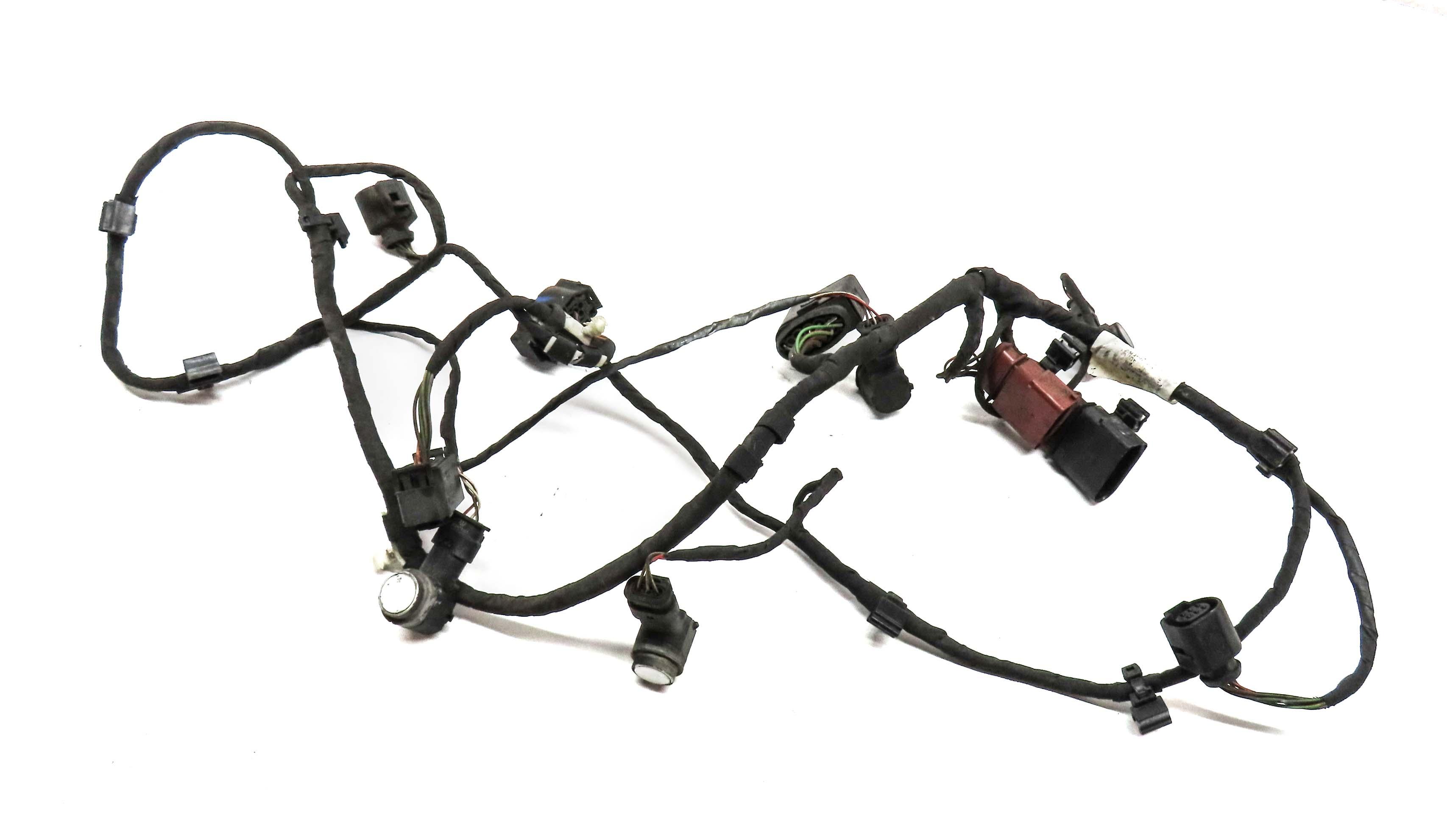 2014 AUDI Q7 (4L) REAR PARK ASSIST PDC SENSOR SET4 (WHITE) w/ WIRING HARNESS — exact item pictured