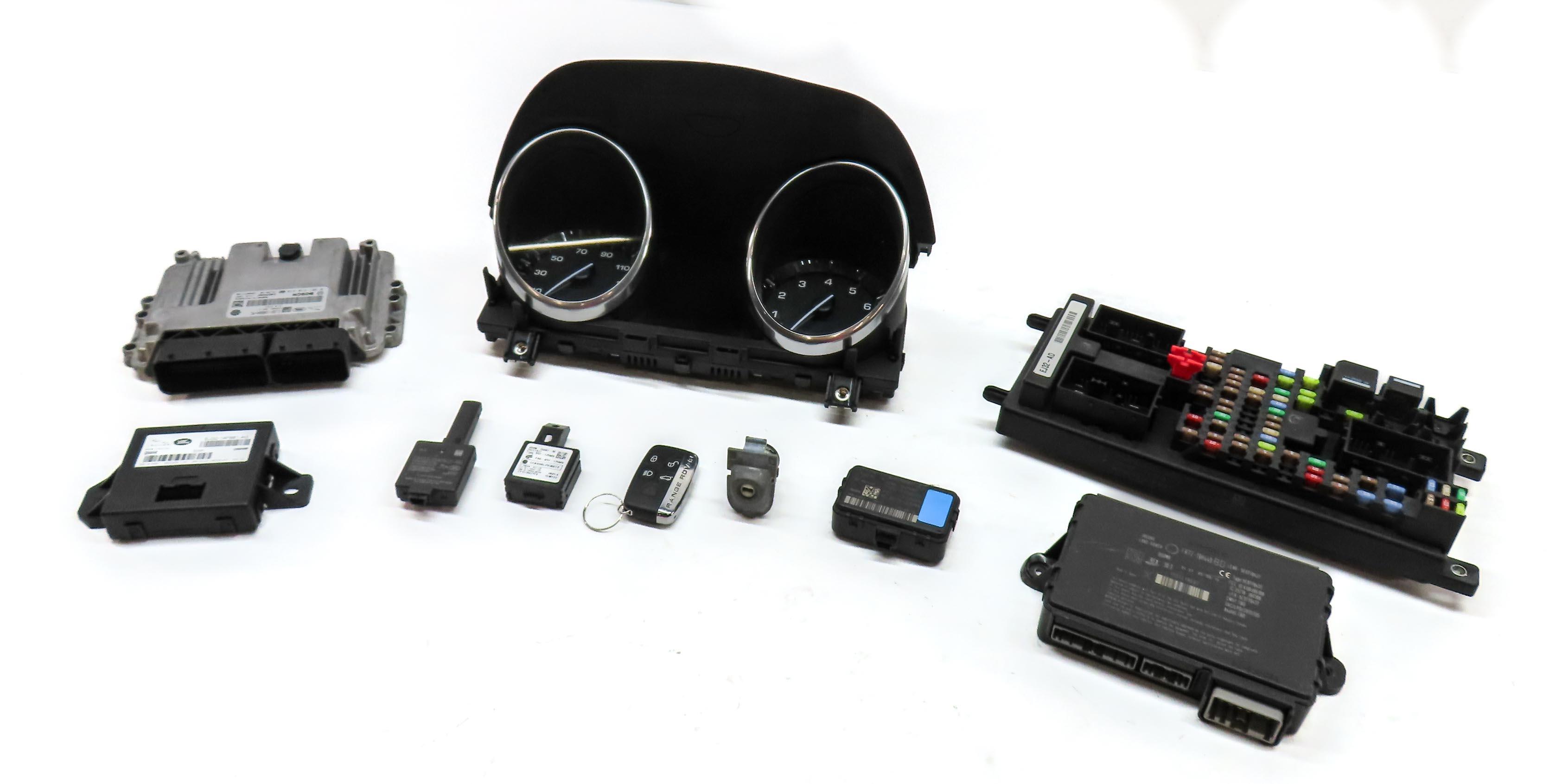 2014-2015 RANGE ROVER EVOQUE (L538) 2.0L TURBO ENGINE IMMOBILIZER MODULE KEY SET — exact item pictured