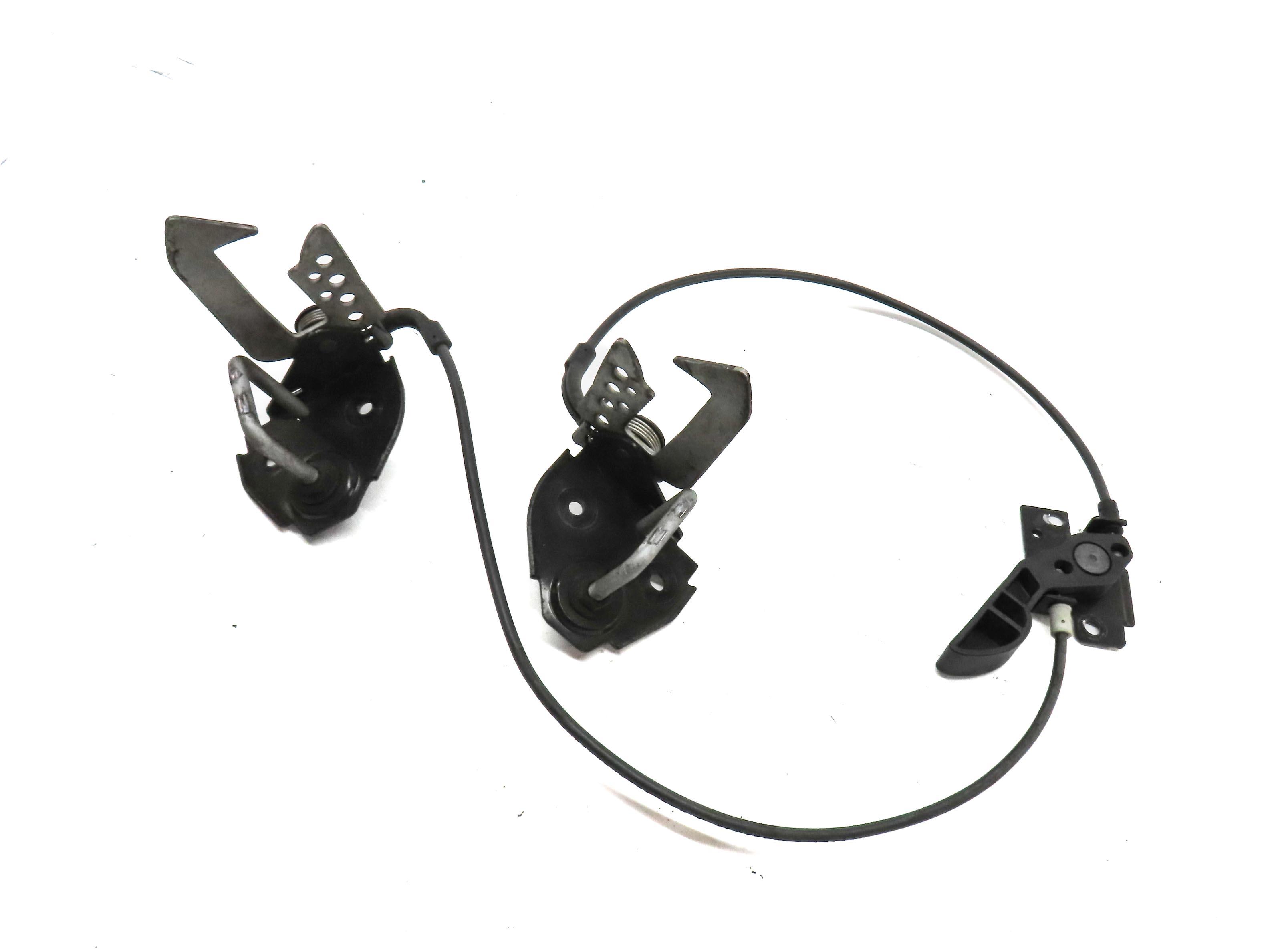 2012 BMW 750i (F01) HOOD LEFT & RIGHT SAFETY CATCH HOOK w/ RELEASE LEVER & CABLE — exact item pictured