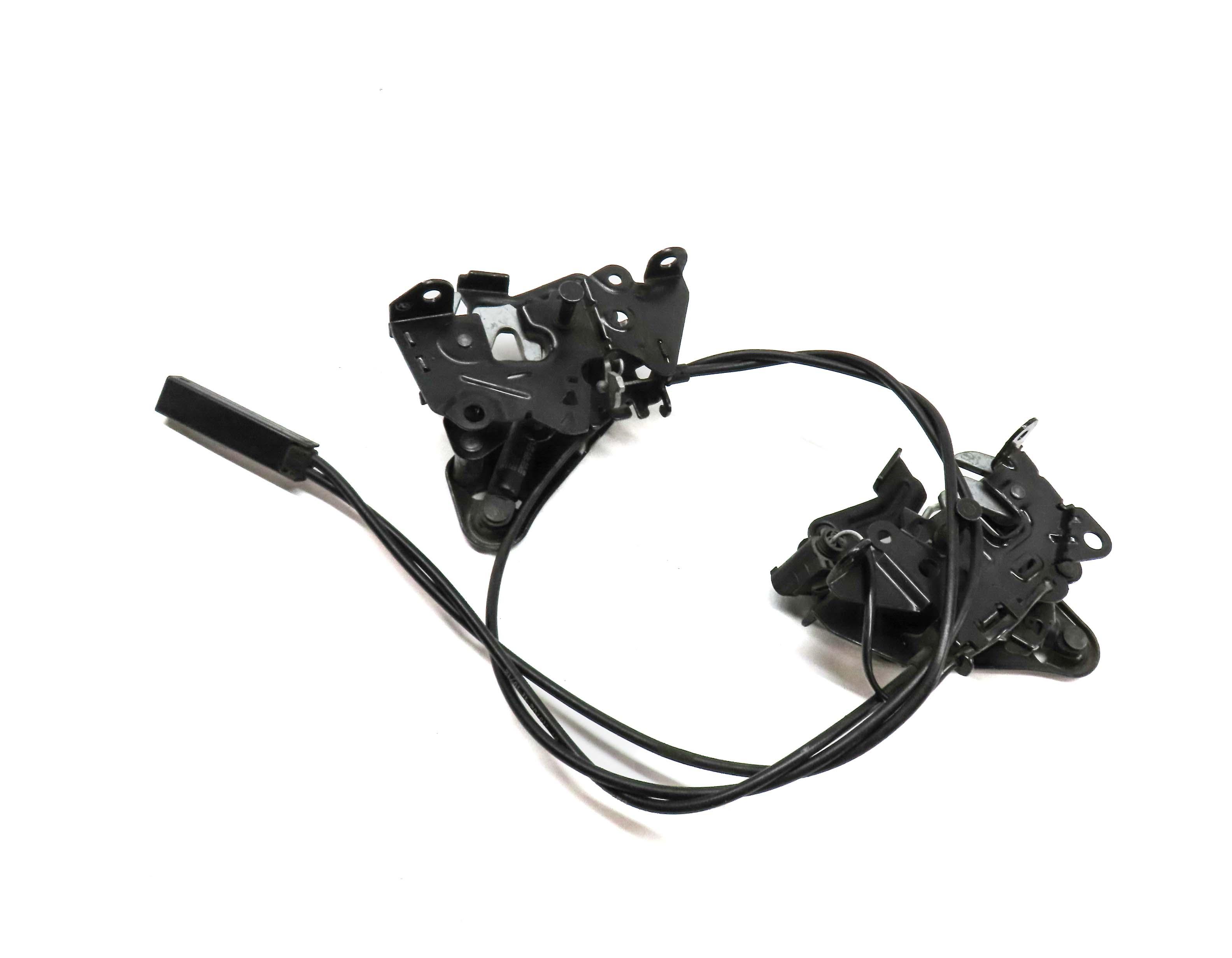 2012 BMW 528i (F10) HOOD LOWER LEFT & RIGHT LOCK LATCH SET 2 w/ CABLE 7183762 — exact item pictured