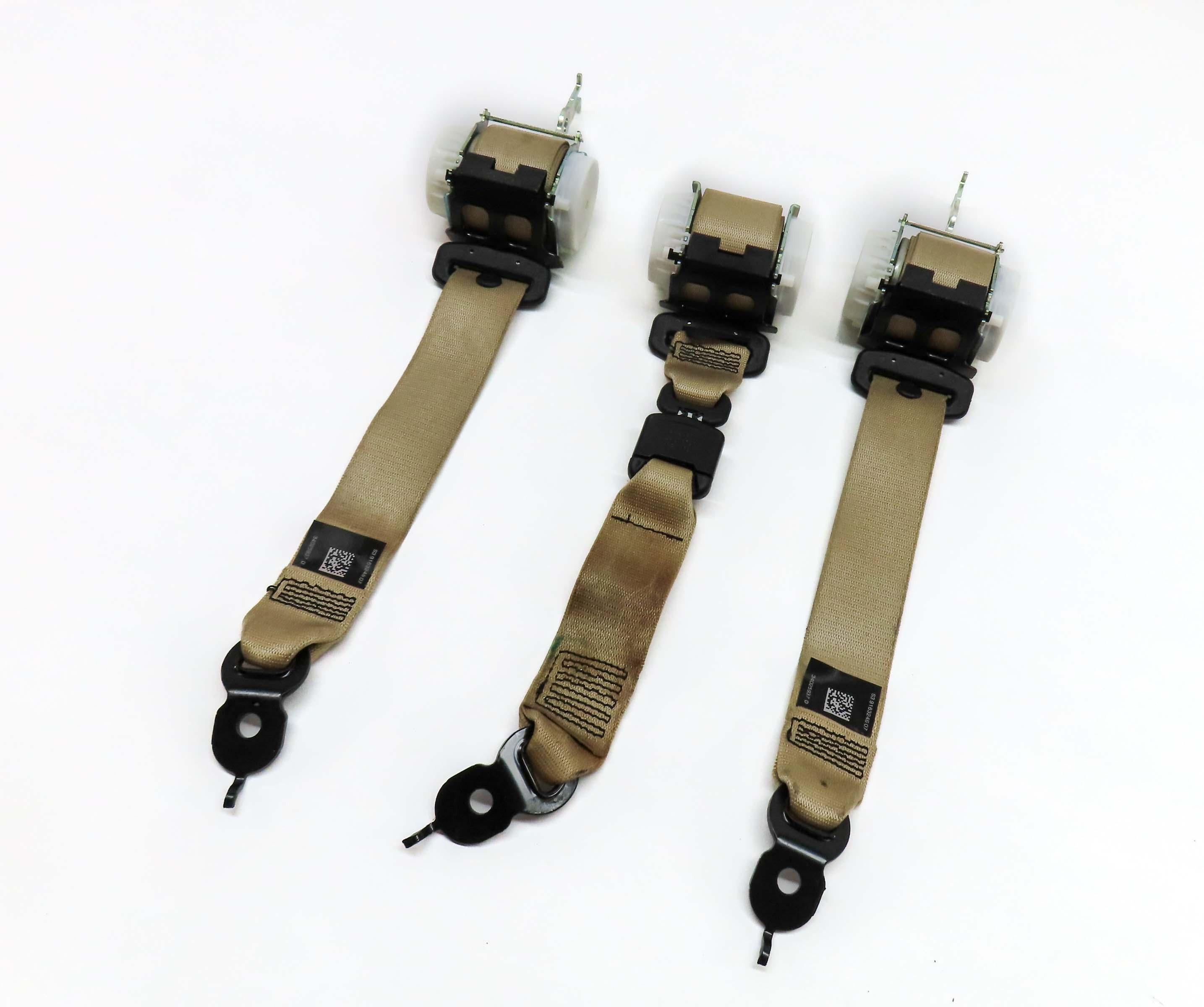 2012 BMW 528i (F10) REAR LEFT RIGHT & CENTER SEATBELT RETRACTOR SET 3 (BEIGE) — exact item pictured