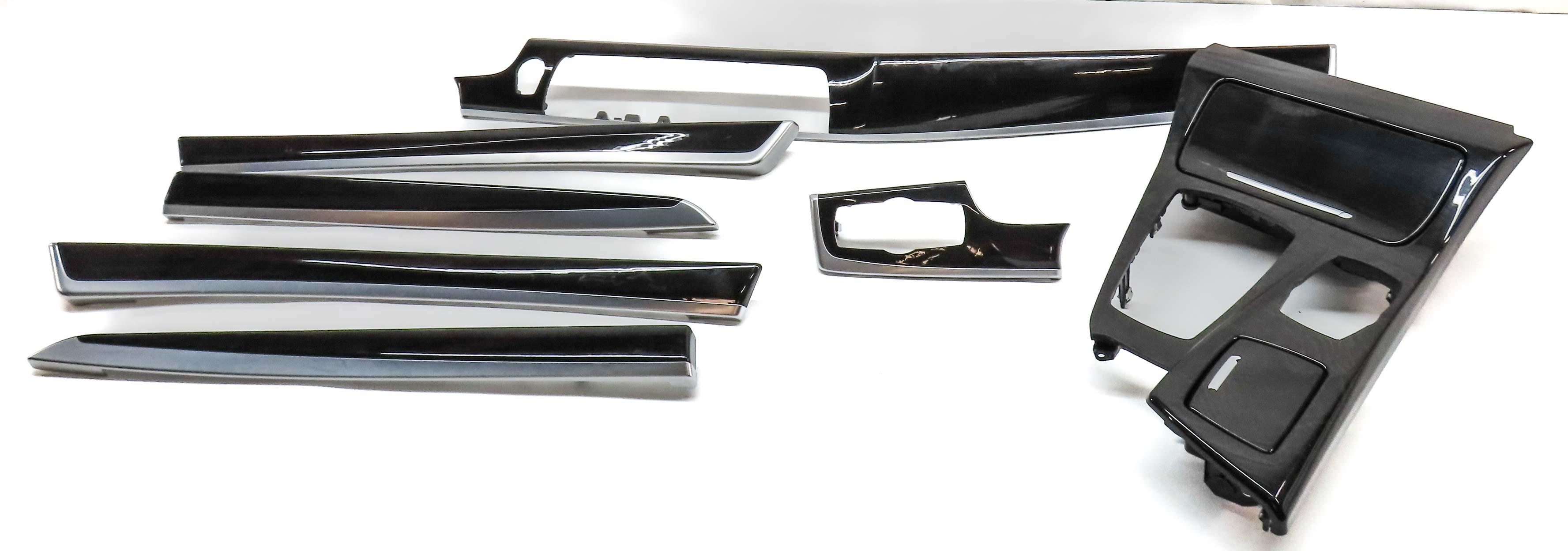 2012 BMW 528i (F10) FRONT REAR DOOR DASH CONSOLE FINE ASH GRAIN WOOD TRIM SET 7 — exact item pictured