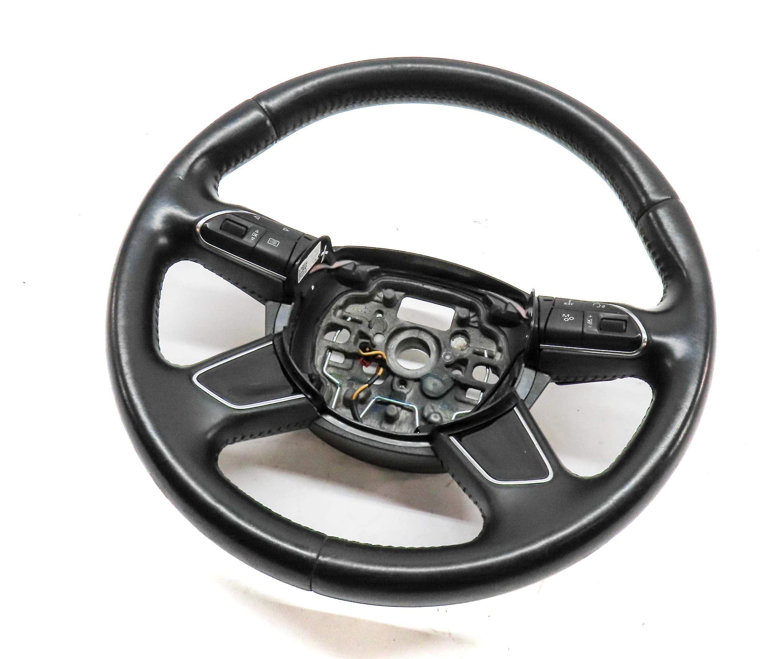 11-14 AUDI A8 S8 D4 4H 4 SPOKE STEERING WHEEL (w/o WOOD; w/ LANE CHANGE) (BLACK) — exact item pictured