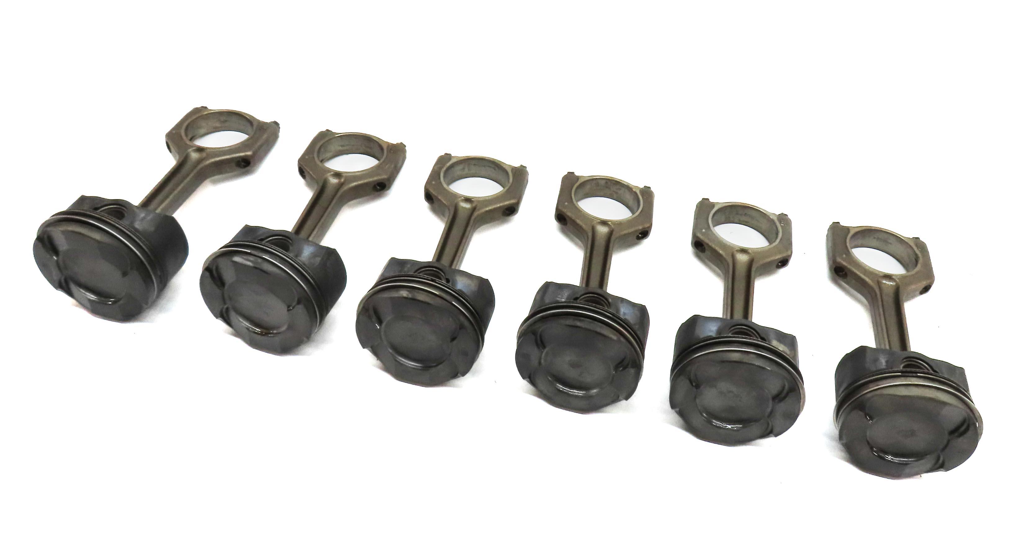 BMW 1/3/5/6/7/X1/X3/X5/X6 3.0L N55 TURBO ENGINE - PISTON w/ CONNECTING ROD SET/6 — exact item pictured