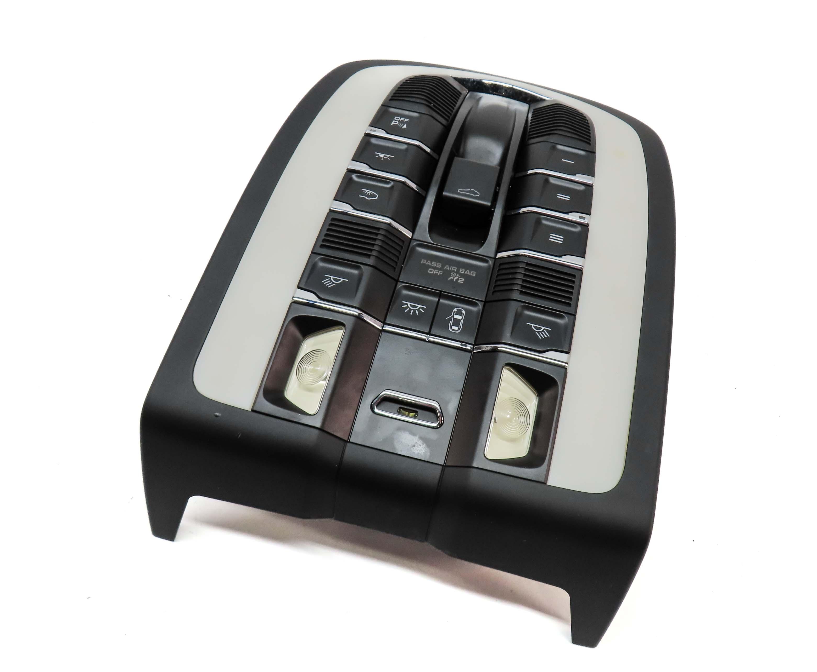 2013 PORSCHE CAYENNE HYBRID (958) FRONT CENTER ROOF PRIMARY DOME LIGHT (BLACK) — exact item pictured