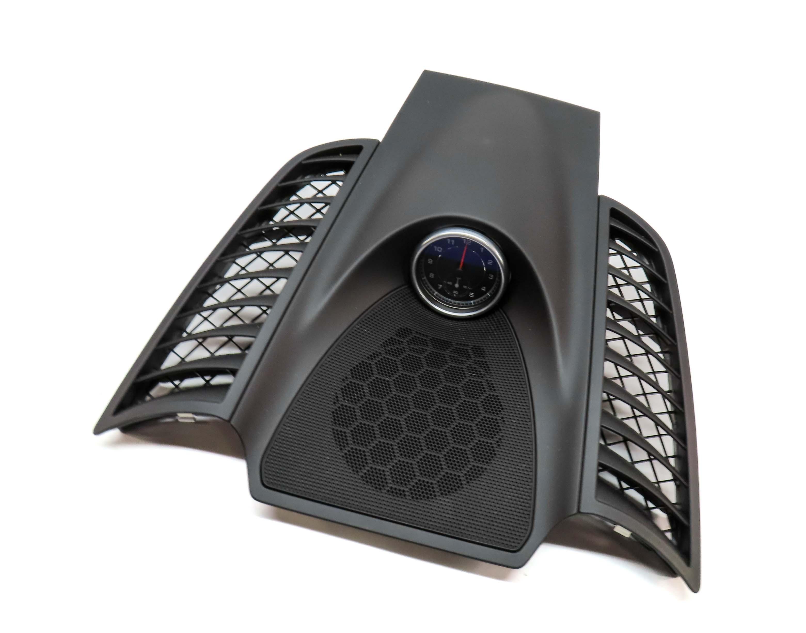 2013 PORSCHE CAYENNE HYBRID (958) FRONT CENTER DASH CLOCK w/ TRIM (BLACK) — exact item pictured