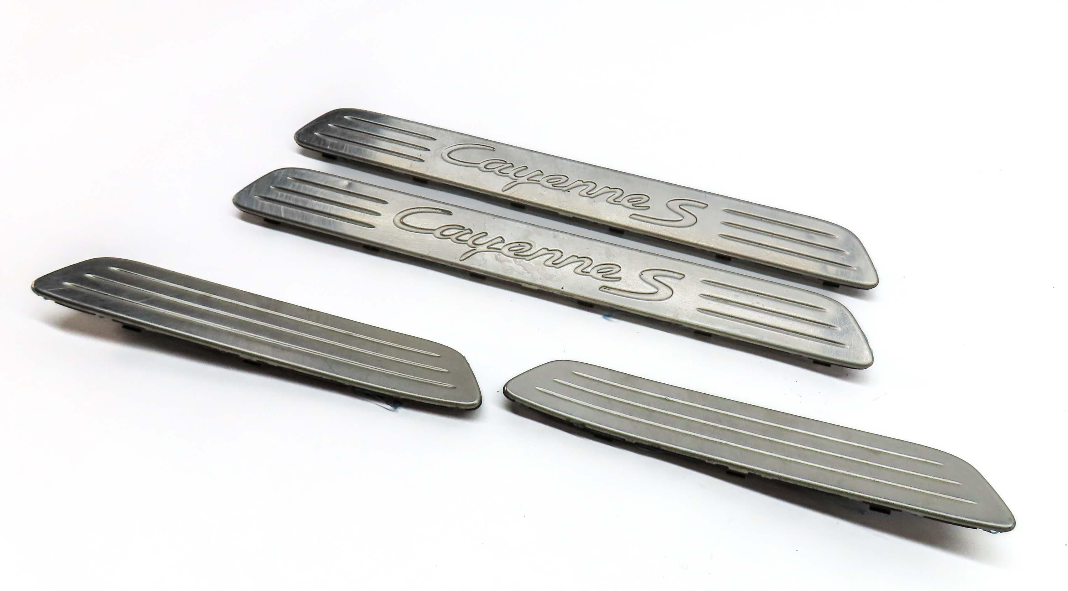 2013 PORSCHE CAYENNE HYBRID 958 FRONT REAR LEFT RIGHT DOOR SILL SCUFF TRIM SET4 — exact item pictured