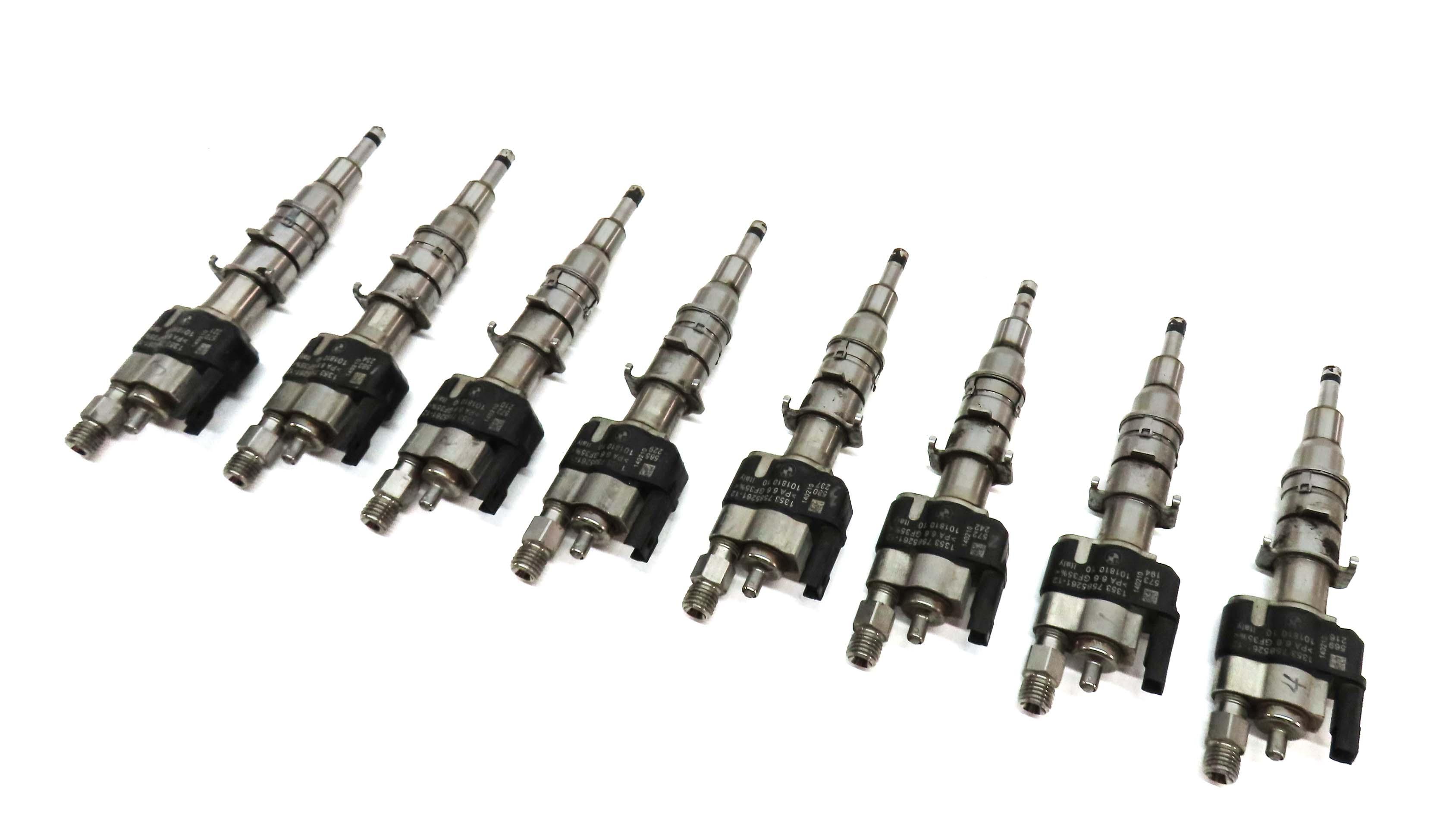 08-16 BMW 3 5 7 X5 X6 Z4 3.0L N54 4.4L N63 FUEL INJECTOR SET/8 (ALL INDEX 12) — exact item pictured