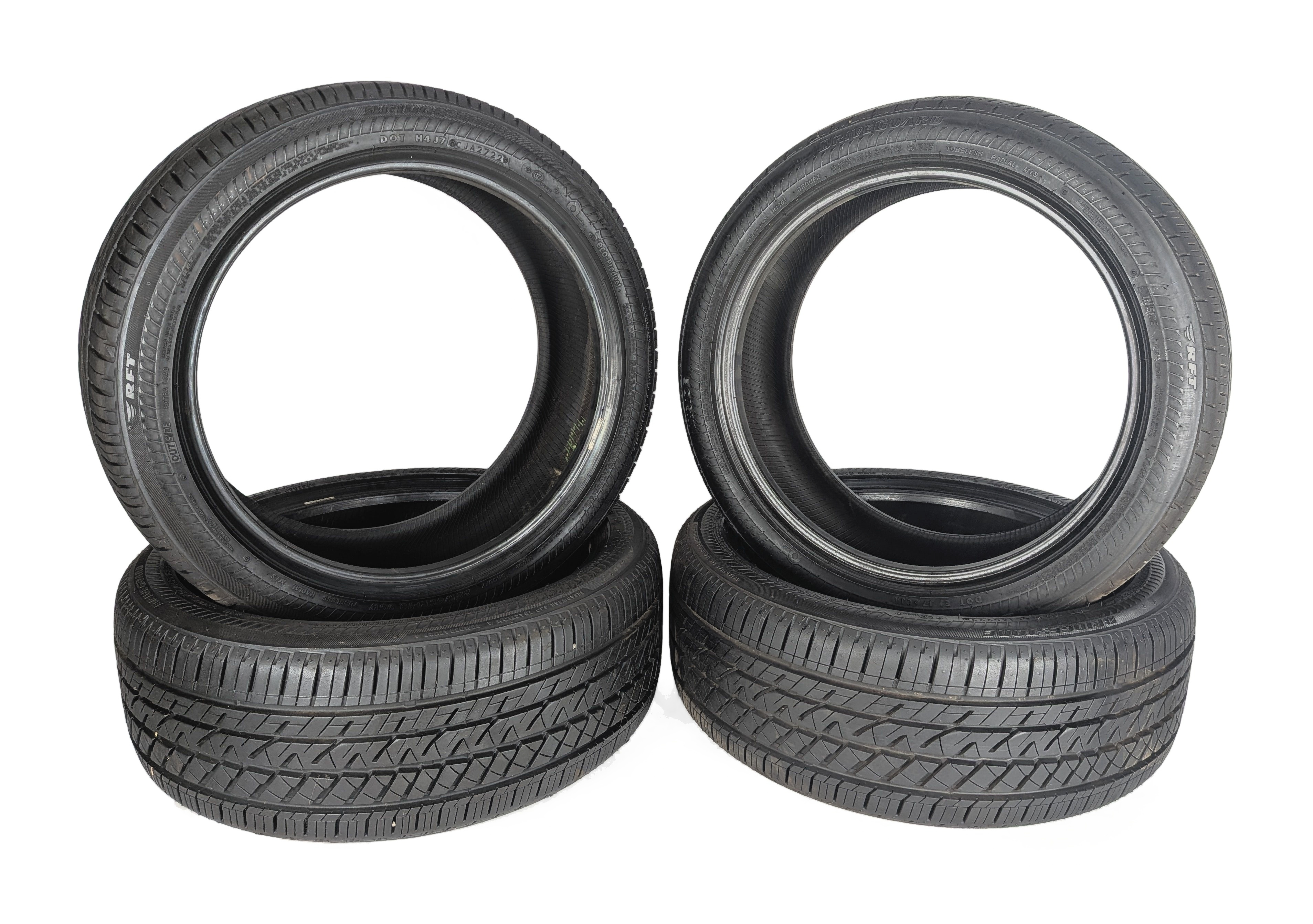 BRIDGESTONE DRIVEGUARD 225/45RF18 95W RUN FLAT ALLSEASON 6/32 DOT3221 TIRE SET/4 — exact item pictured
