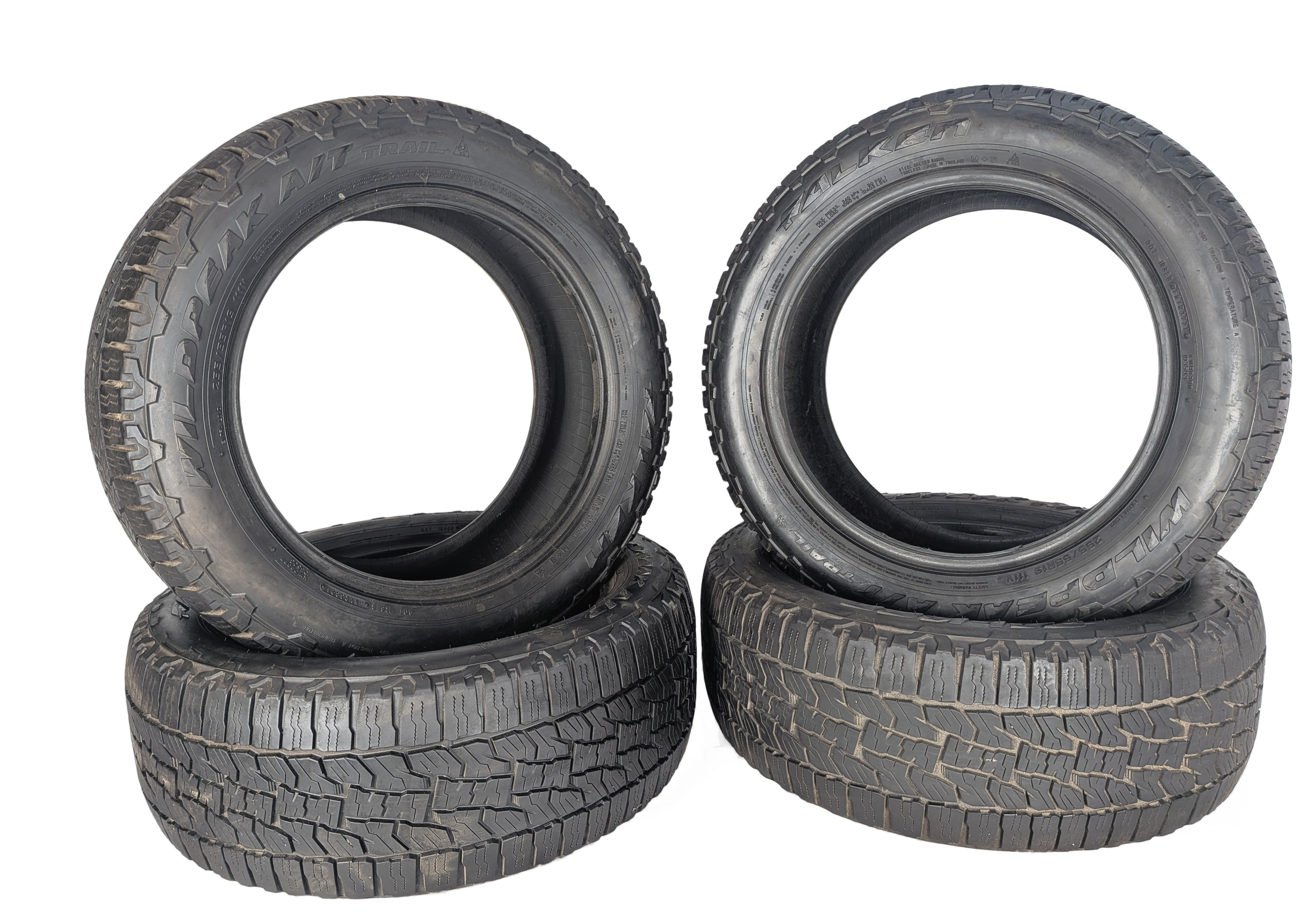 FALKEN WILDPEAK A/T TRAIL 255/55R19 111V ALL TERRAIN 8/32 DOT 3821 TIRE SET/4 — exact item pictured