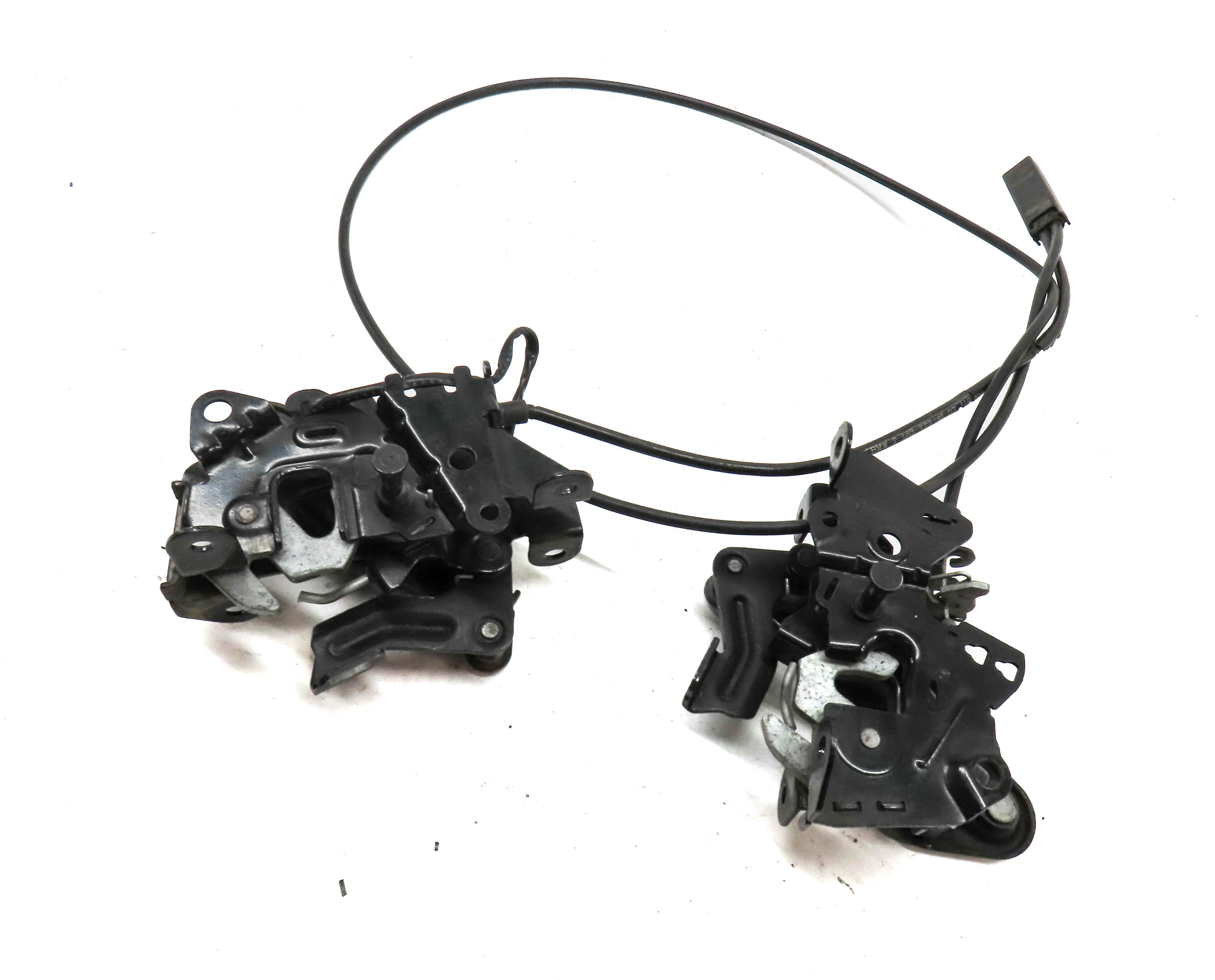 2011 BMW 535Xi (F10) FRONT LOWER LEFT RIGHT HOOD LOCK LATCH CABLE SET/2 — exact item pictured