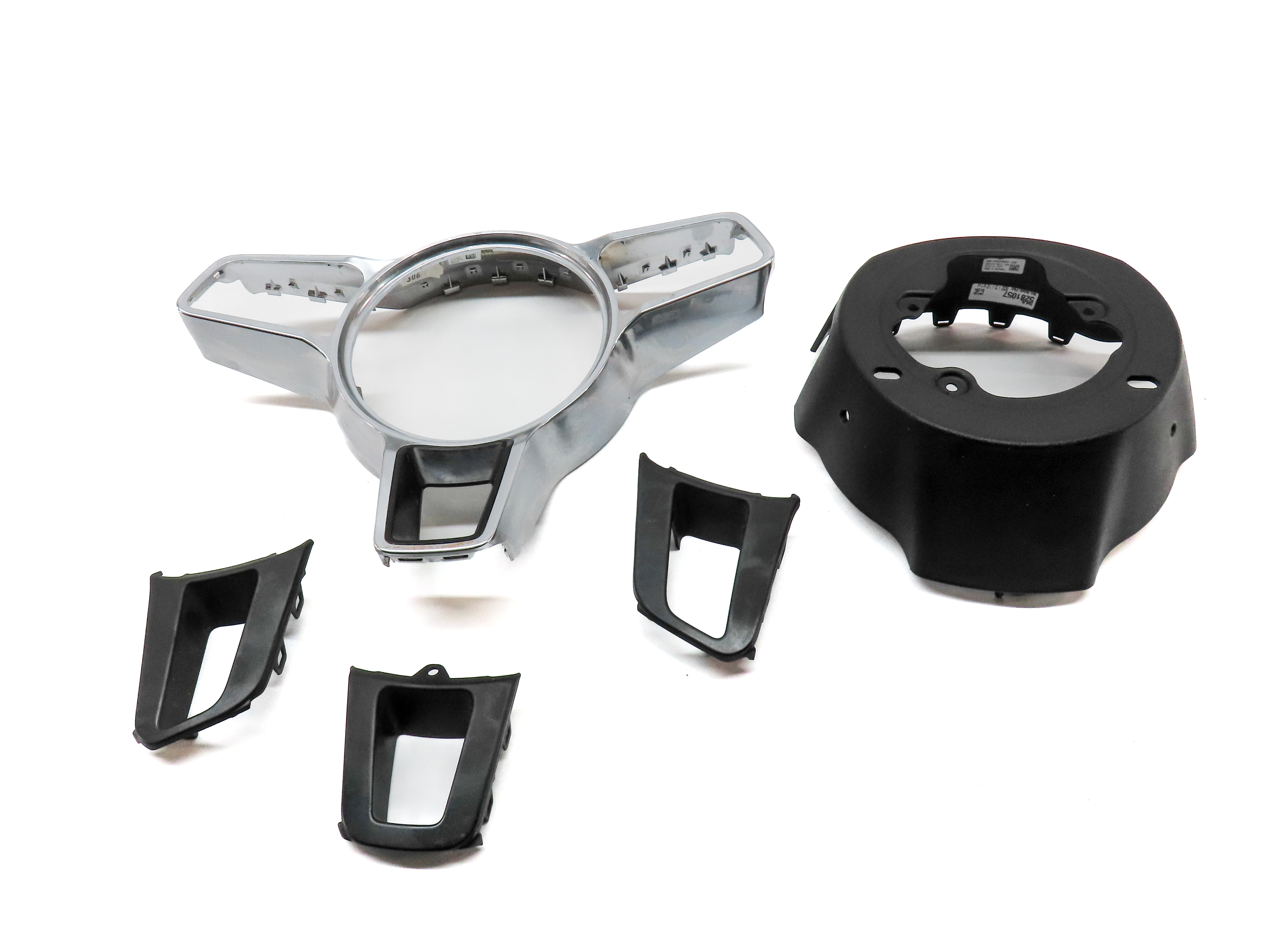 2018 PORSCHE MACAN (95B) STEERING WHEEL TRIM SET 5 (BLACK & SILVER) — exact item pictured