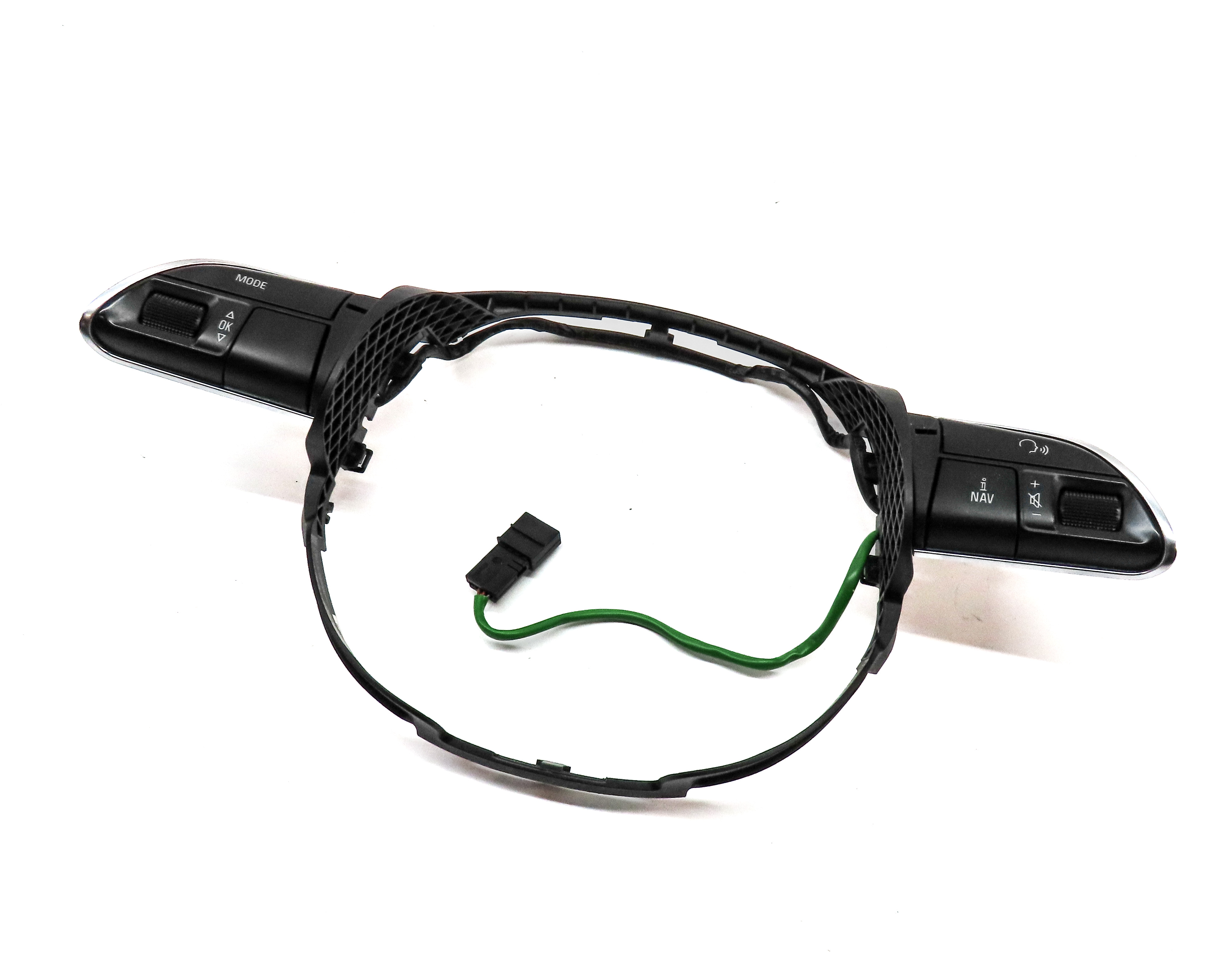 14 AUDI Q5 (B8 8R) STEERING WHEEL MODE AUDIO SWITCH BUTTON SET/2 w/TRIM (BLACK) — exact item pictured