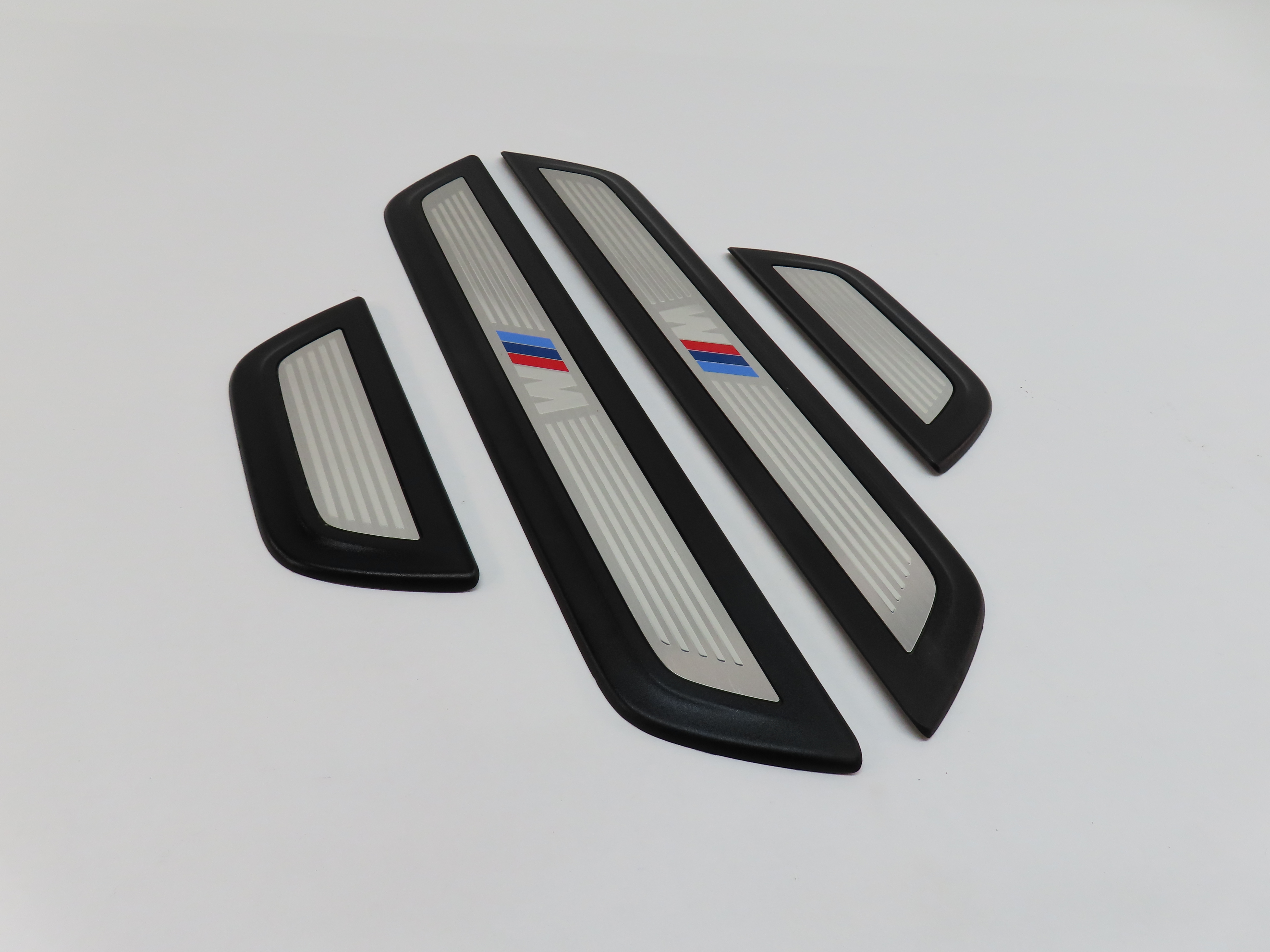 2014 BMW X3 (F25) FRONT & REAR ///M SPORT LOGO DOOR SILL SCUFF TRIM SET/ 4 — exact item pictured