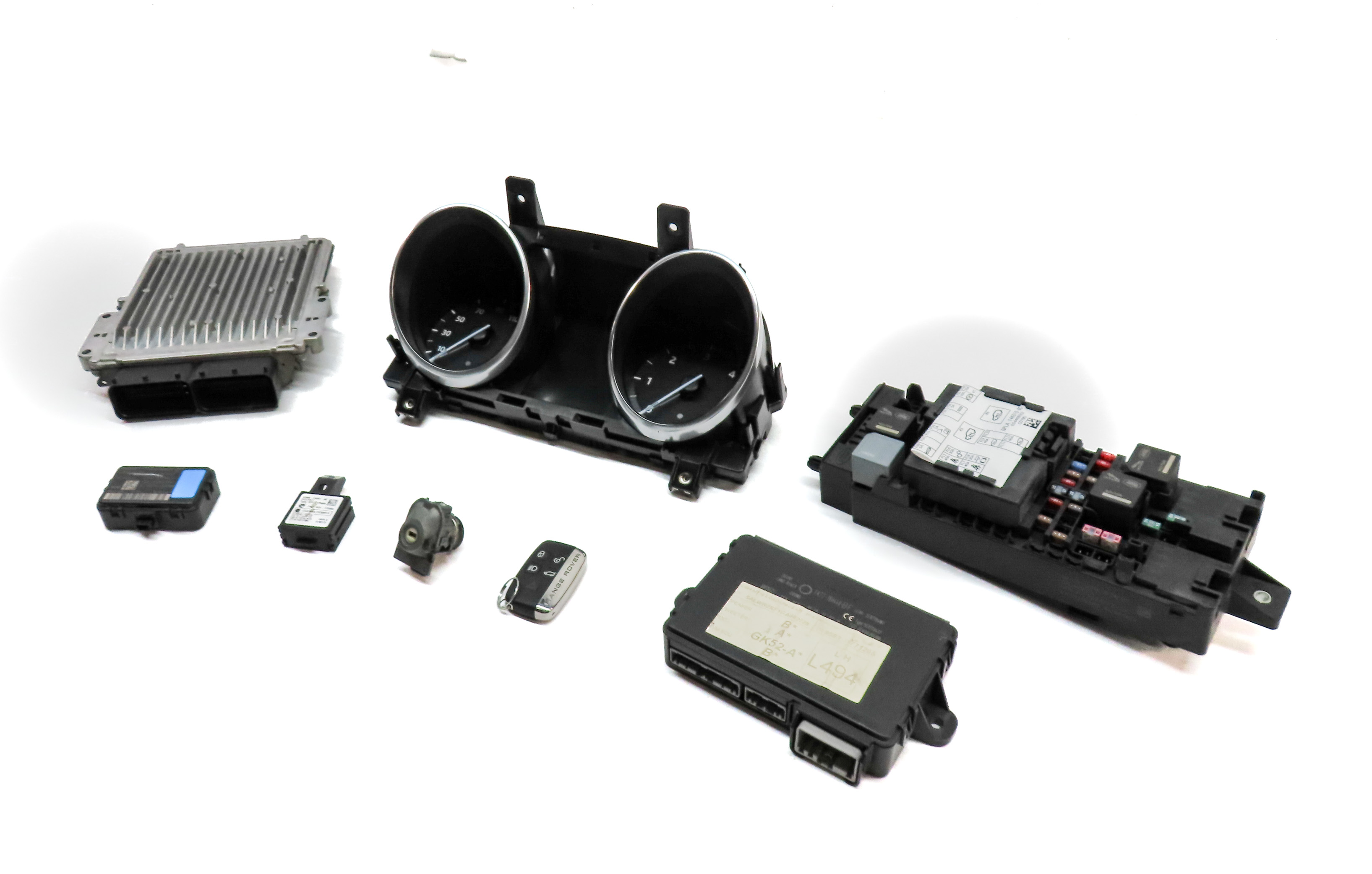 2016 RANGE ROVER SPORT (L494) 3.0L DIESEL SPEEDOMETER ECU BCM MODULE KEY SET/8 — exact item pictured
