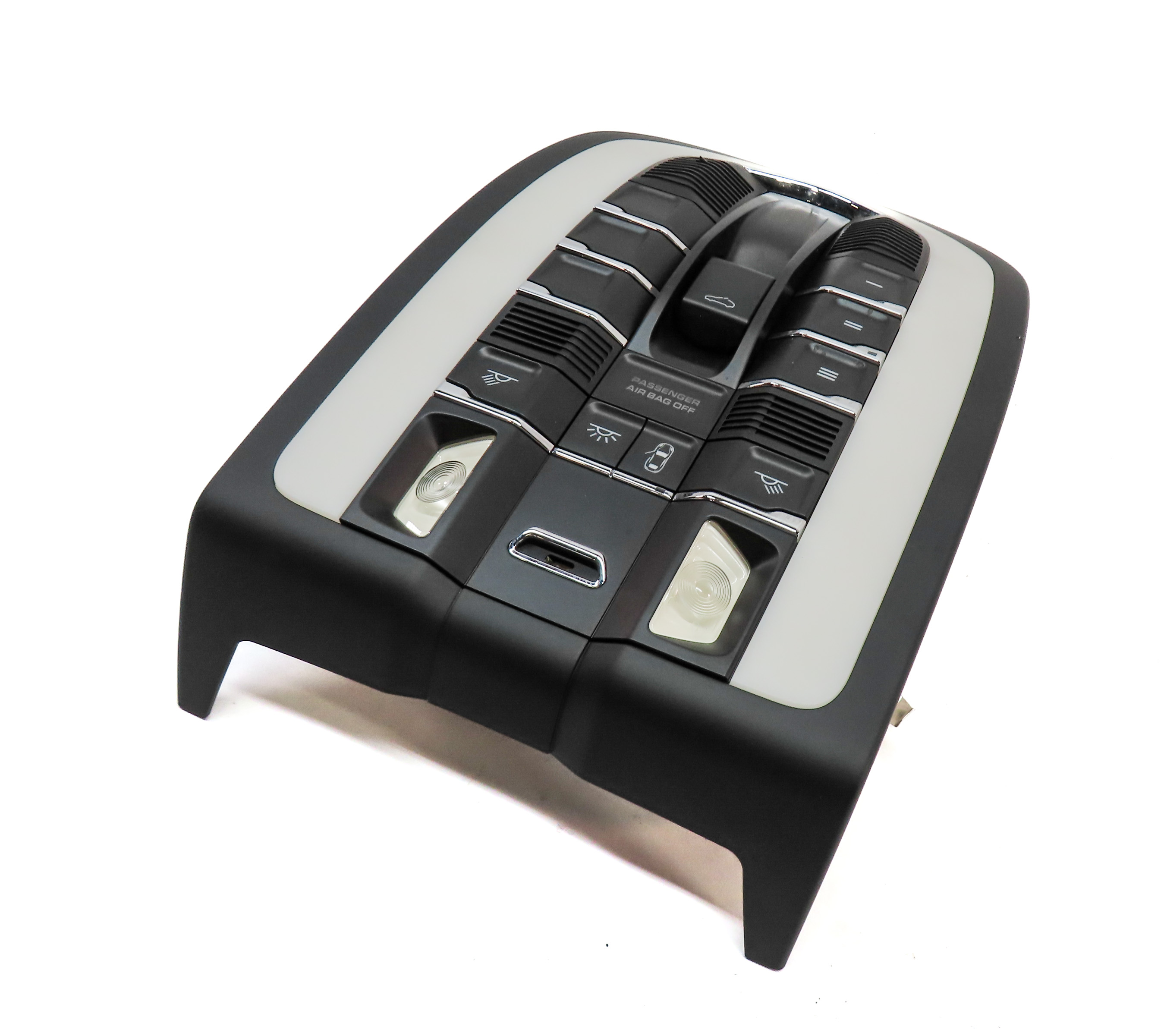 2011 PORSCHE CAYENNE (958) FRONT INTERIOR DOME LIGHT LAMP w/ BUTTONS (BLACK) — exact item pictured