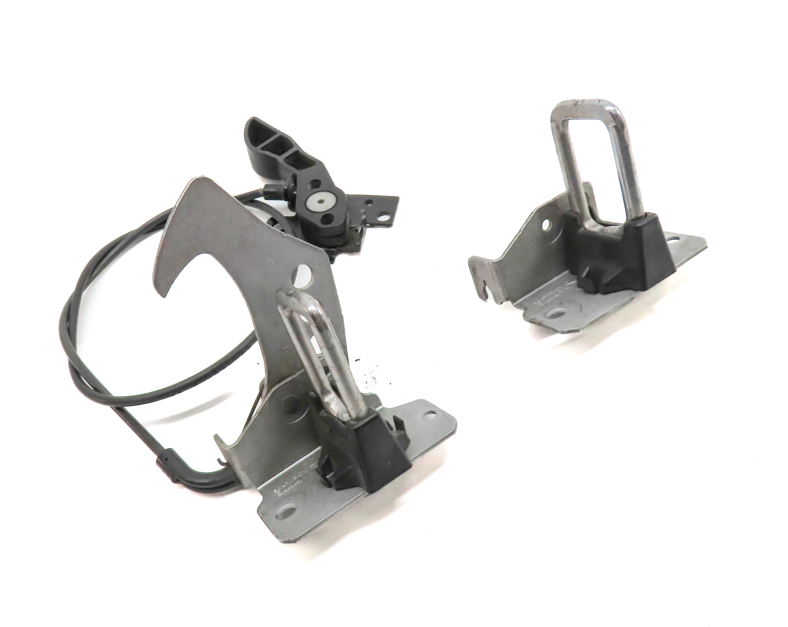 2011 BMW X3 (F25) FRONT HOOD LID SAFETY HOOK CATCH LATCH RELEASE HANDLE SET/3 — exact item pictured