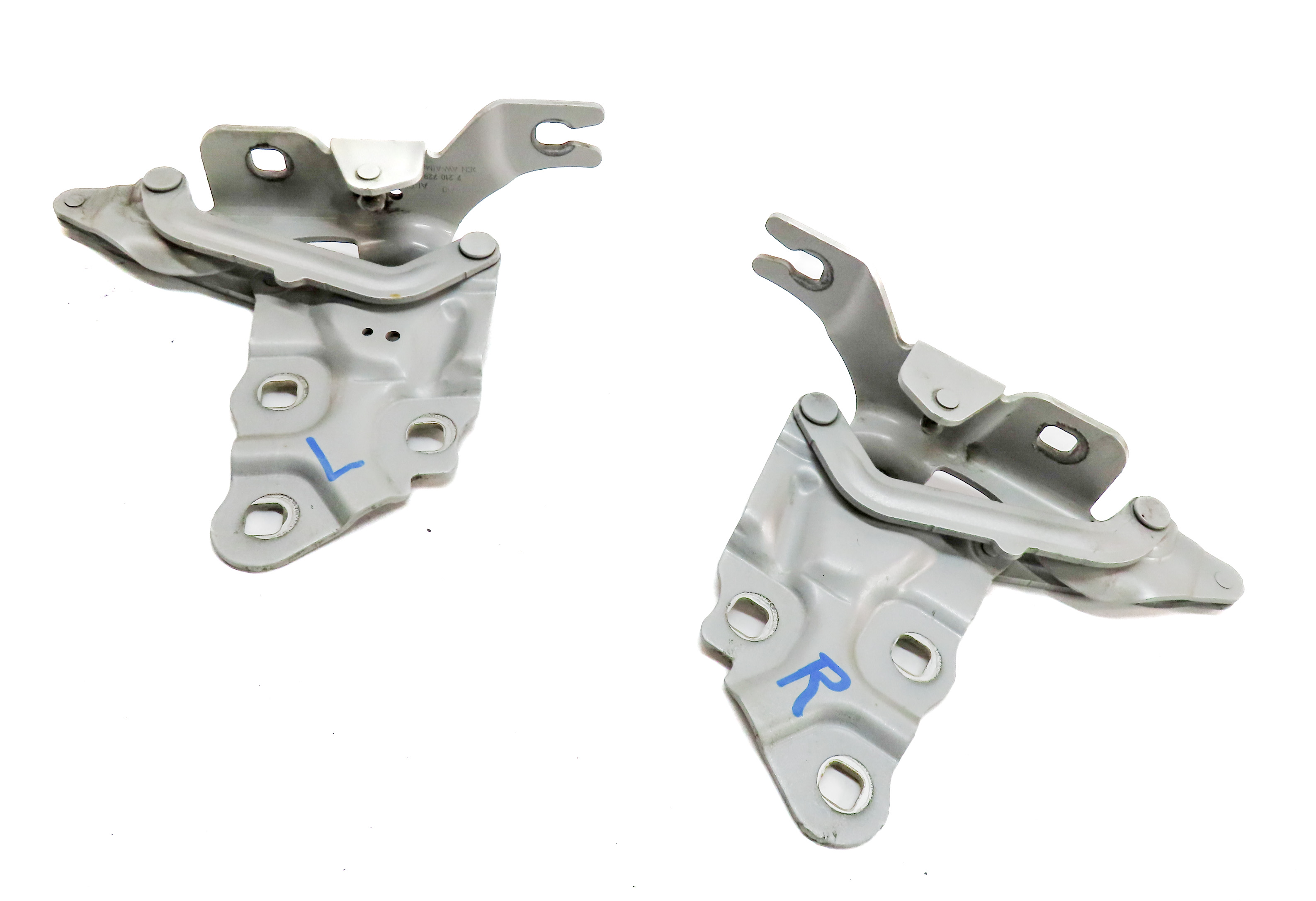2011-2018 BMW X3 X4 (F25 F26) FRONT LEFT & RIGHT HOOD HINGE SET 2 (Silver) — exact item pictured