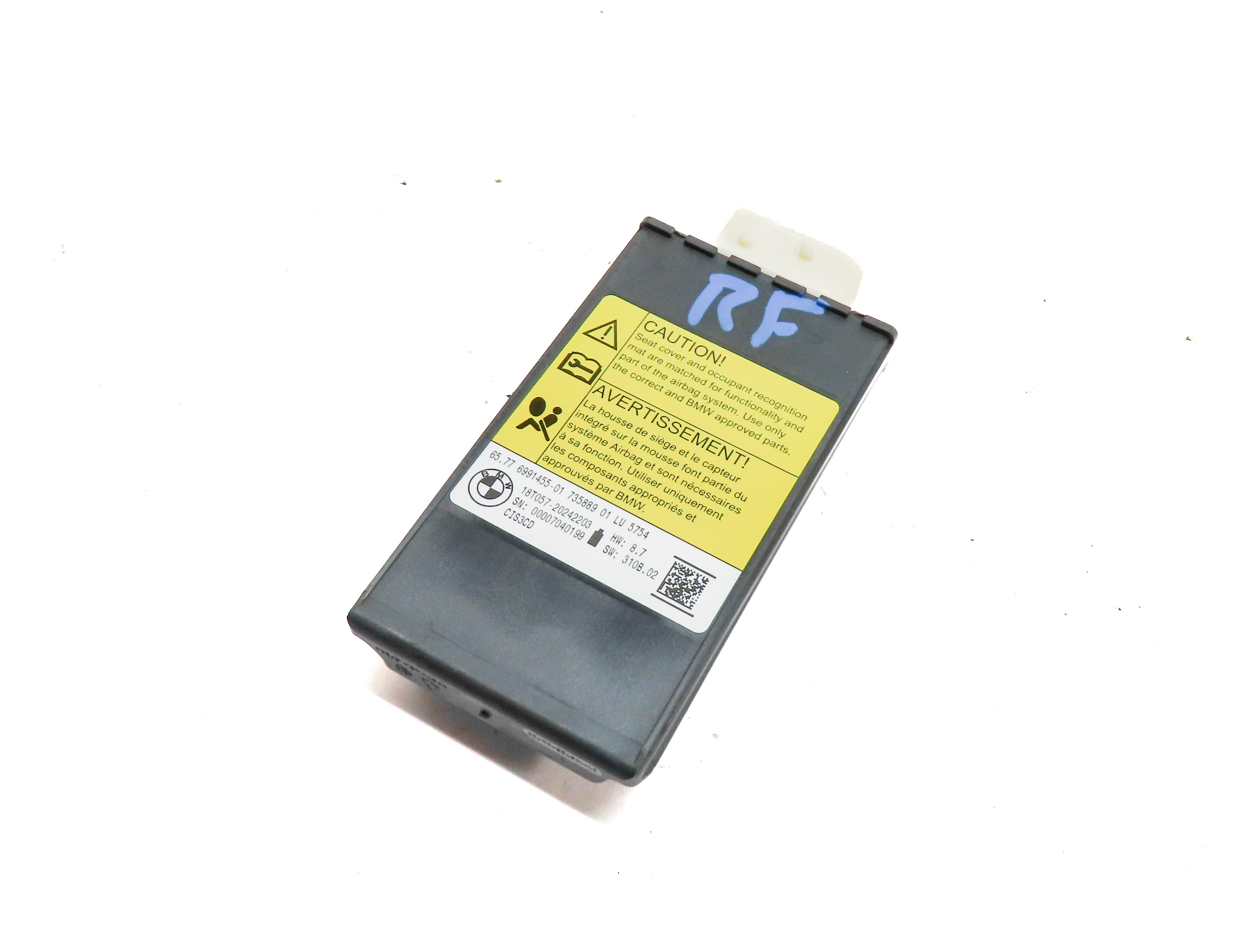 2019 BMW X3 (G01) FRONT RIGHT PASSENGER SEAT OCCUPANCY WEIGHT DETECTION MODULE — exact item pictured
