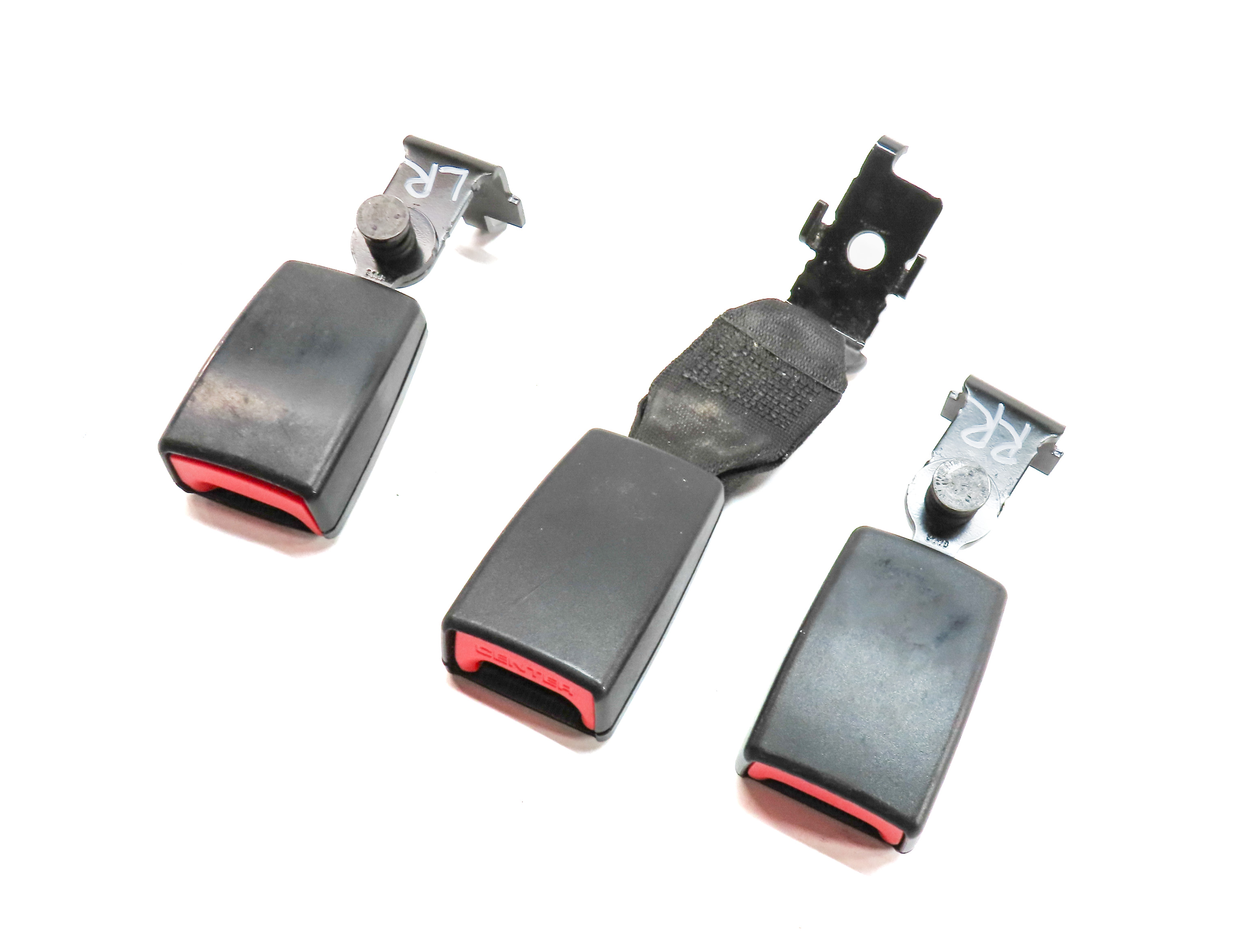 12 BMW X5 E70 REAR 2ND ROW LEFT CENTER RIGHT SEAT SEATBELT BUCKLE RECEIVER SET/3 — exact item pictured