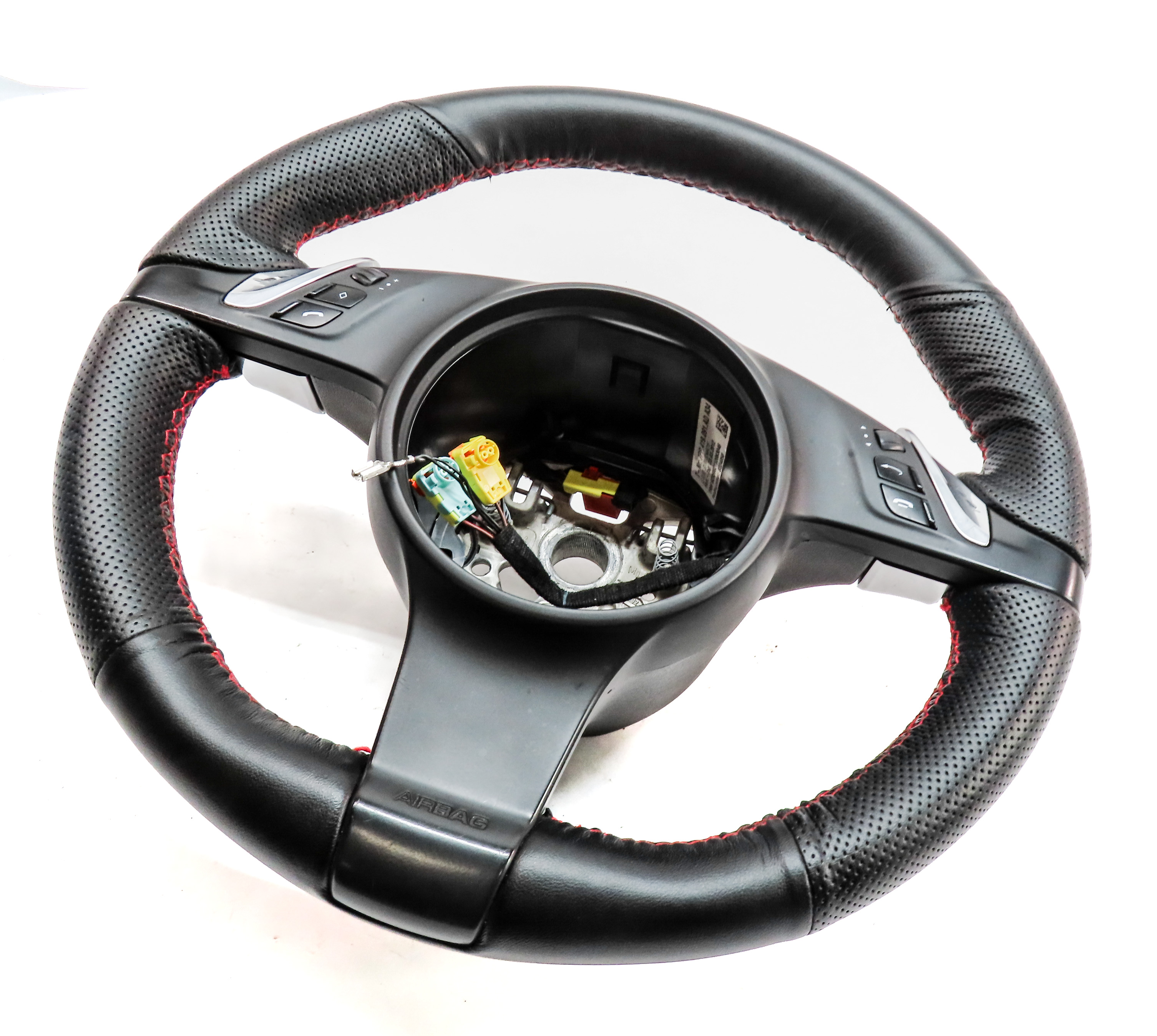 11-16 PORSCHE CAYENNE (958 970 G1) 3-SPOKE LEATHER STEERING WHEEL w/ PADDLES — exact item pictured