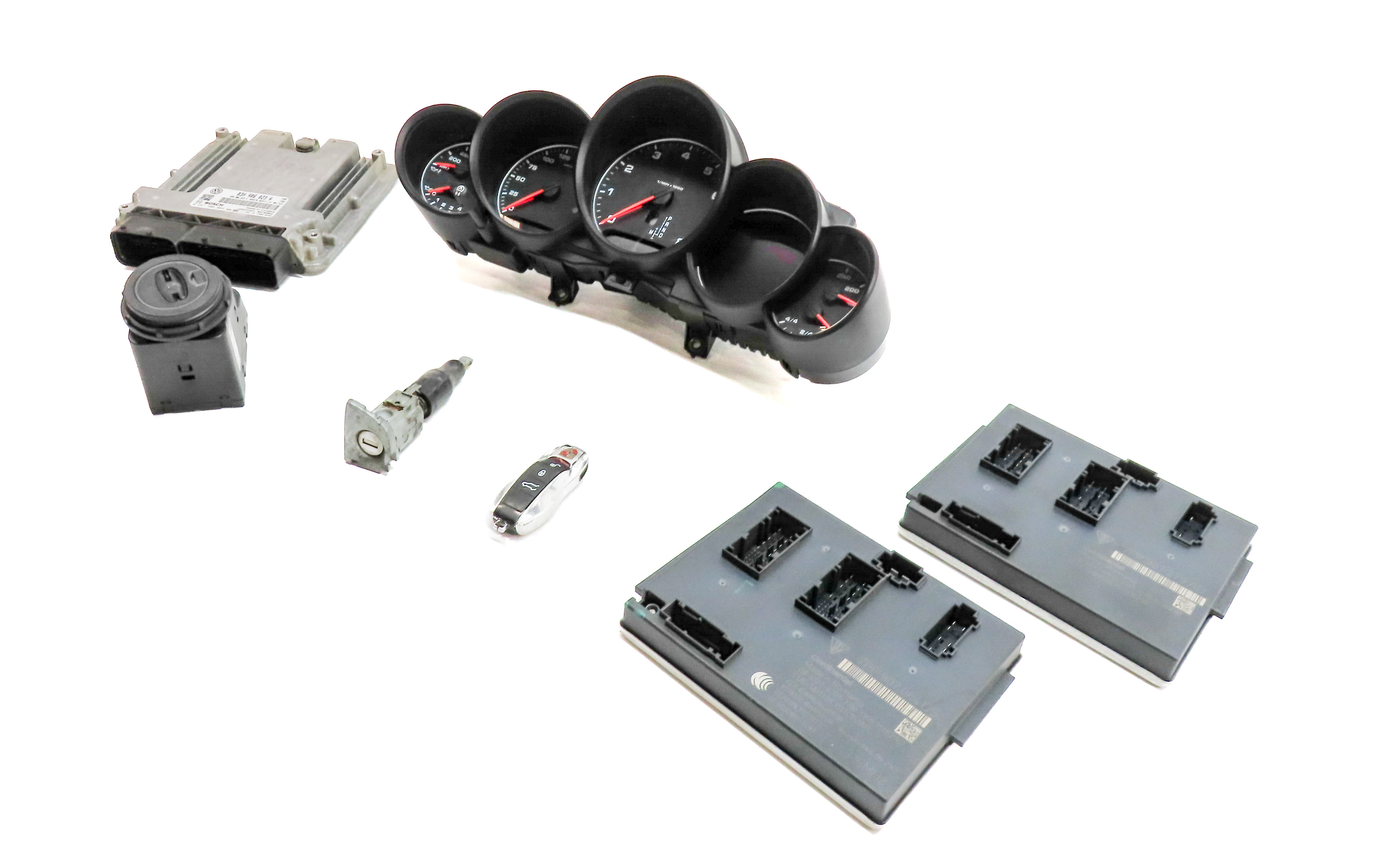 11-12 PORSCHE CAYENNE 958 3.6L SPEEDOMETER ECM BCM IMMOBILIZER MODULE KEY SET — exact item pictured