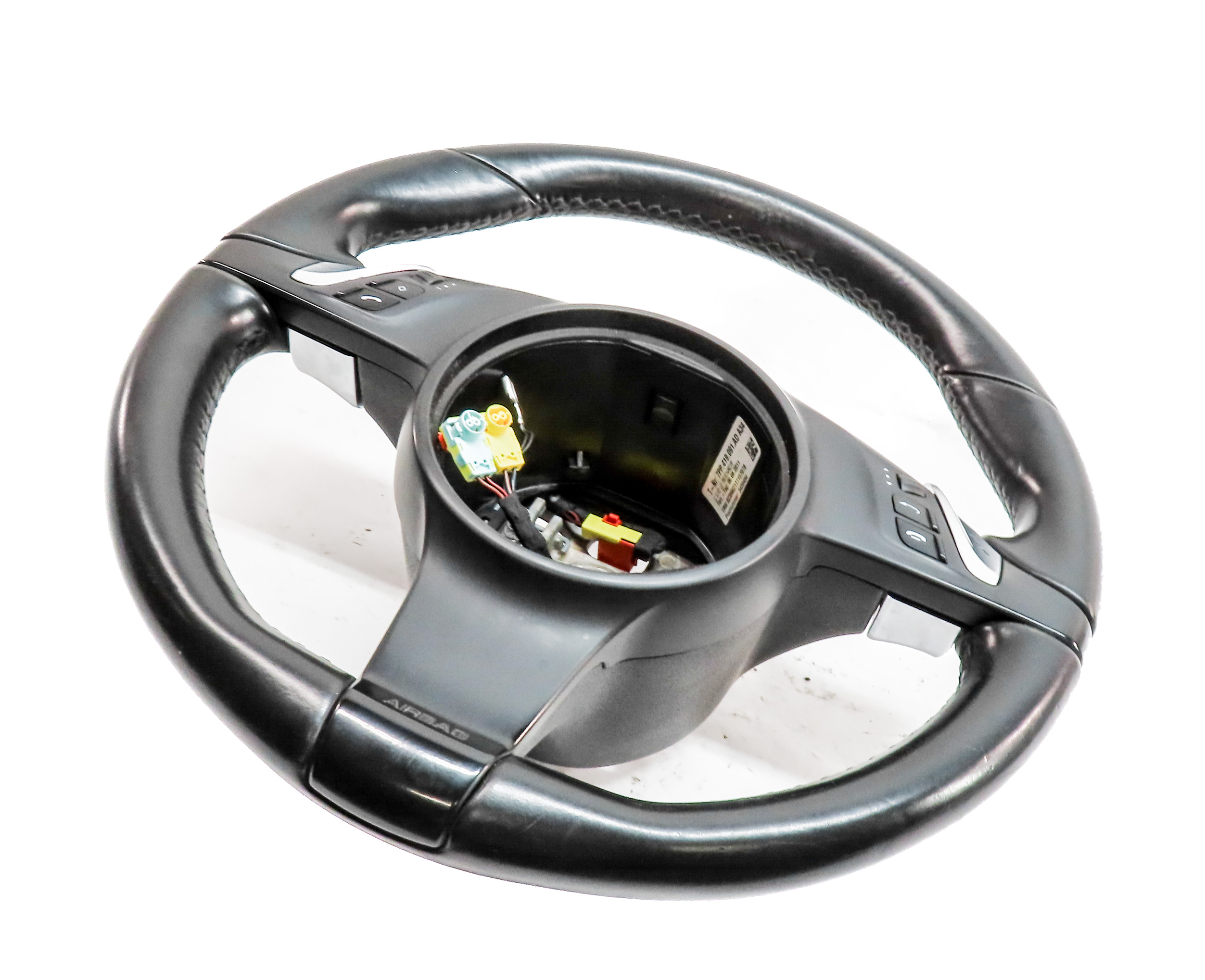 11-16 PORSCHE CAYENNE (958 970 G1) 3-SPOKE LEATHER STEERING WHEEL w/ PADDLES — exact item pictured