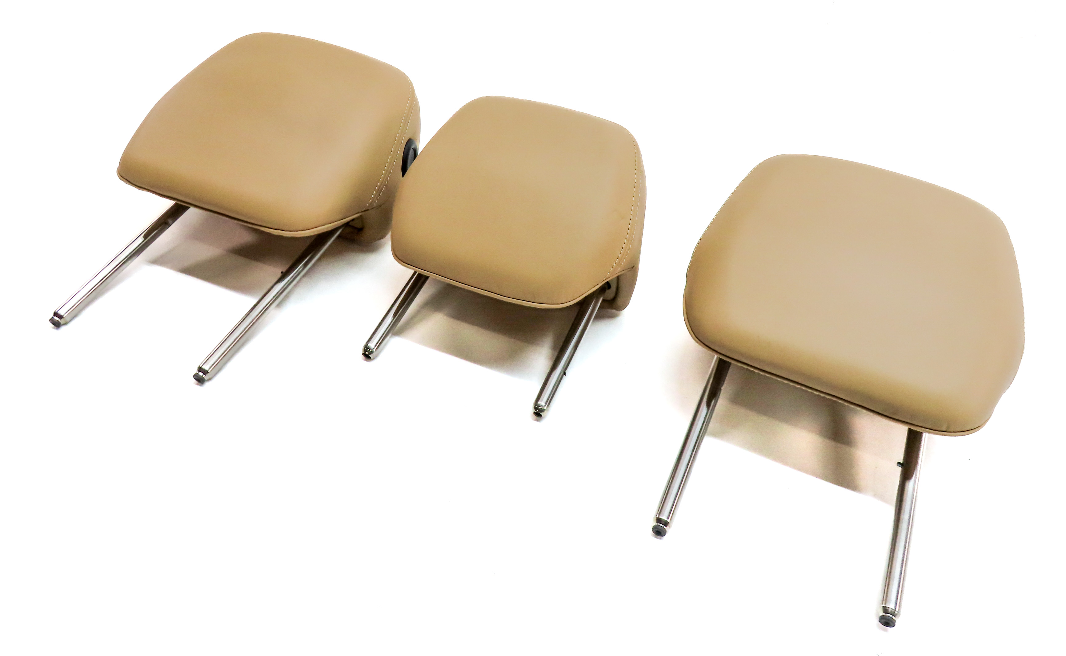 11-18 PORSCHE CAYENNE (958) REAR LEFT RIGHT & CENTER SEAT HEADREST SET/3 (Beige) — exact item pictured