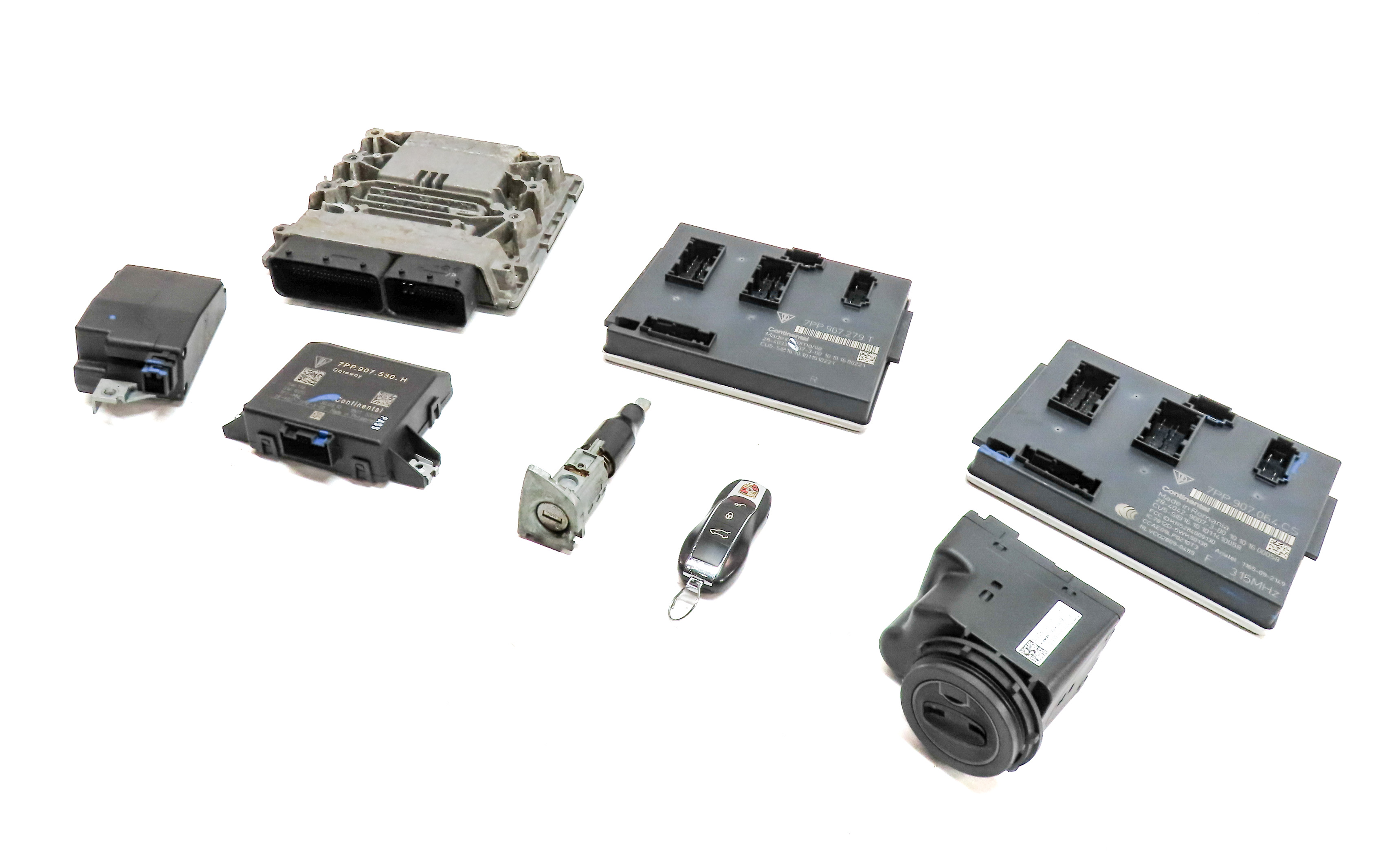 11-14 PORSCHE CAYENNE (958) 4.8L NON-TURBO ENGINE ECM IMMOBILIZER MODULE KEY SET — exact item pictured