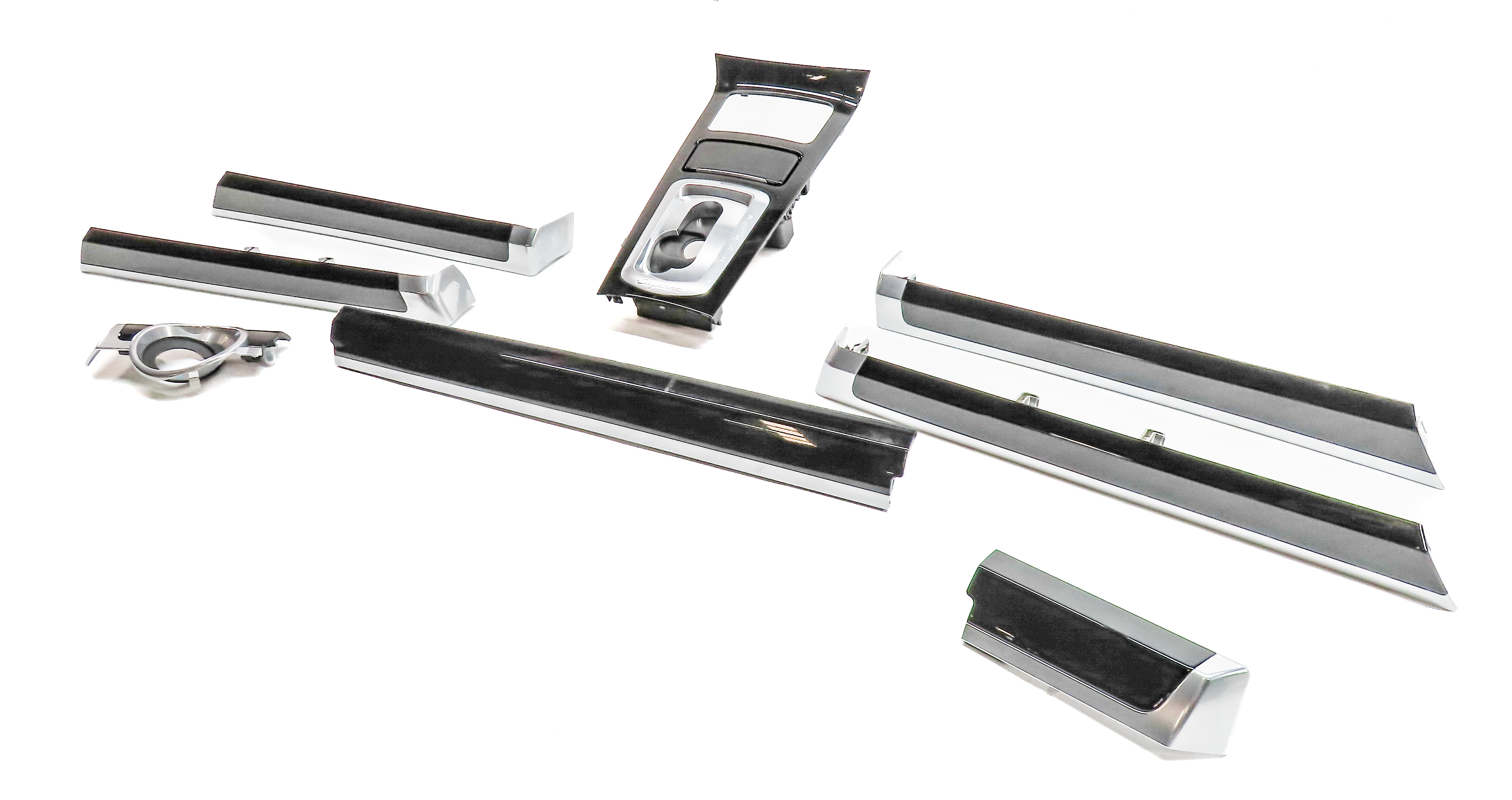 11 PORSCHE CAYENNE 958 INTERIOR DASH DOOR CENTER CONSOLE TRIM SET/8(PIANO BLACK) — exact item pictured