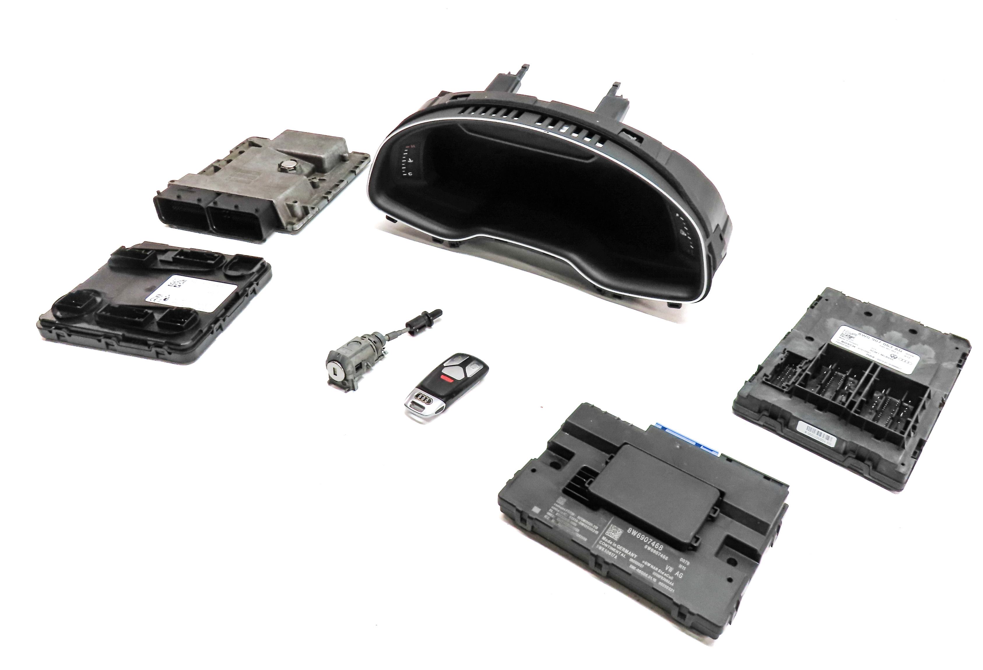17 AUDI Q7 4M 3.0L SUPER CREC SPEEDOMETER ECM BCM IMMOBILIZER MODULE KEY SET/7 — exact item pictured