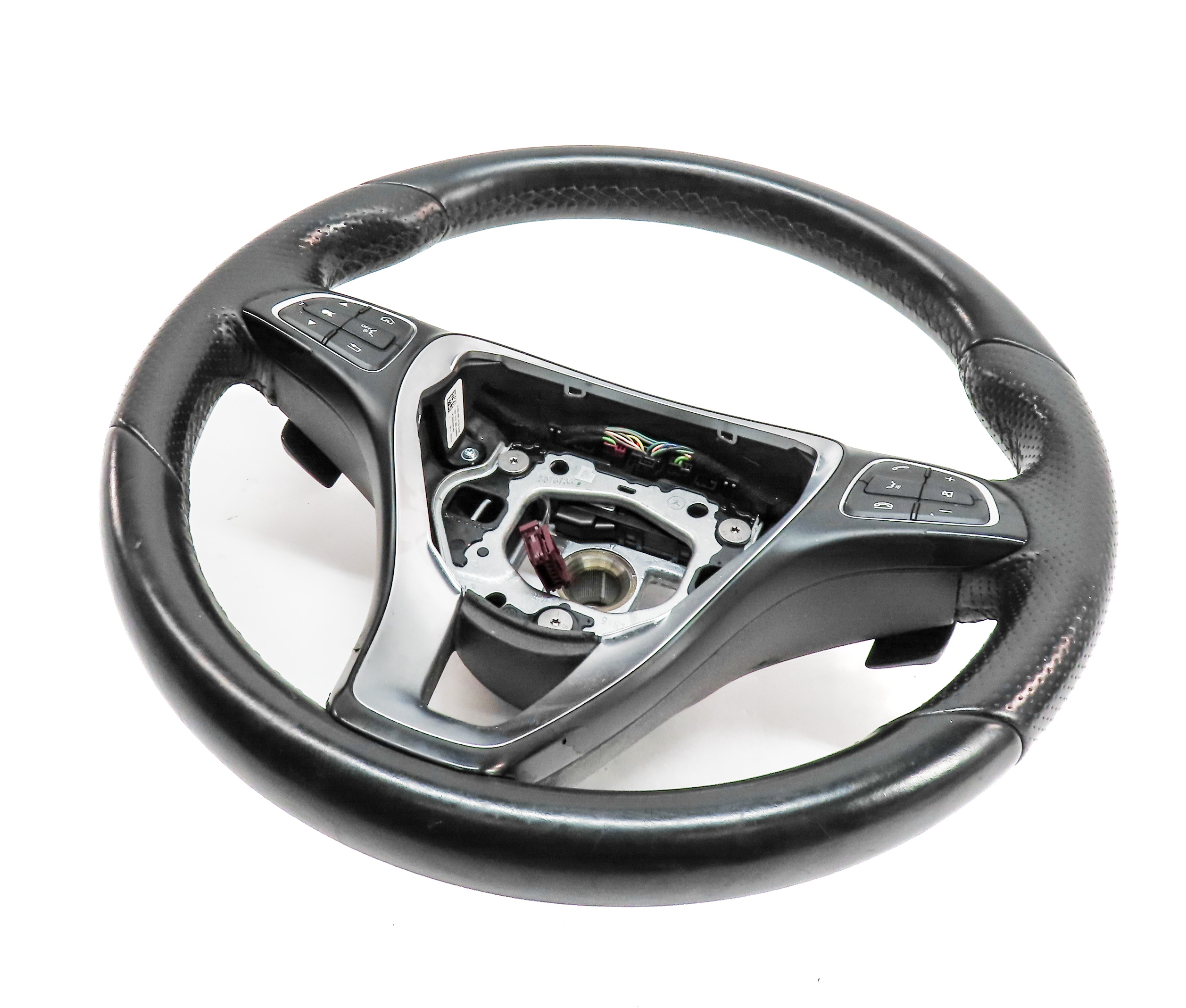 15-16 MERCEDES C CLASS W205 DRIVER FLAT BOTTOM SPORT STEERING WHEEL w/PADDLES — exact item pictured