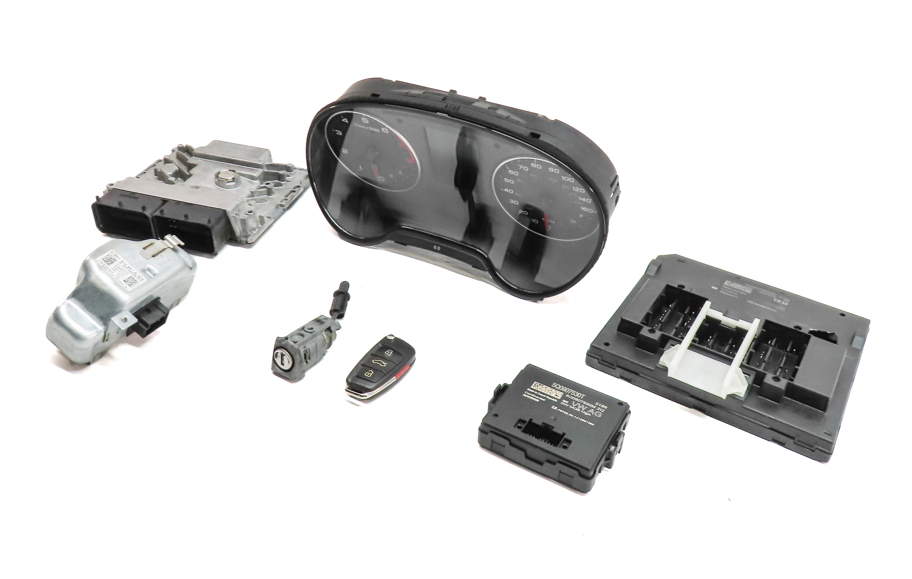 15-18 AUDI A3 8V SPEEDOMETER ECM BCM IMMOBILIZER BODY MODULE KEY SET/7 (129k) — exact item pictured