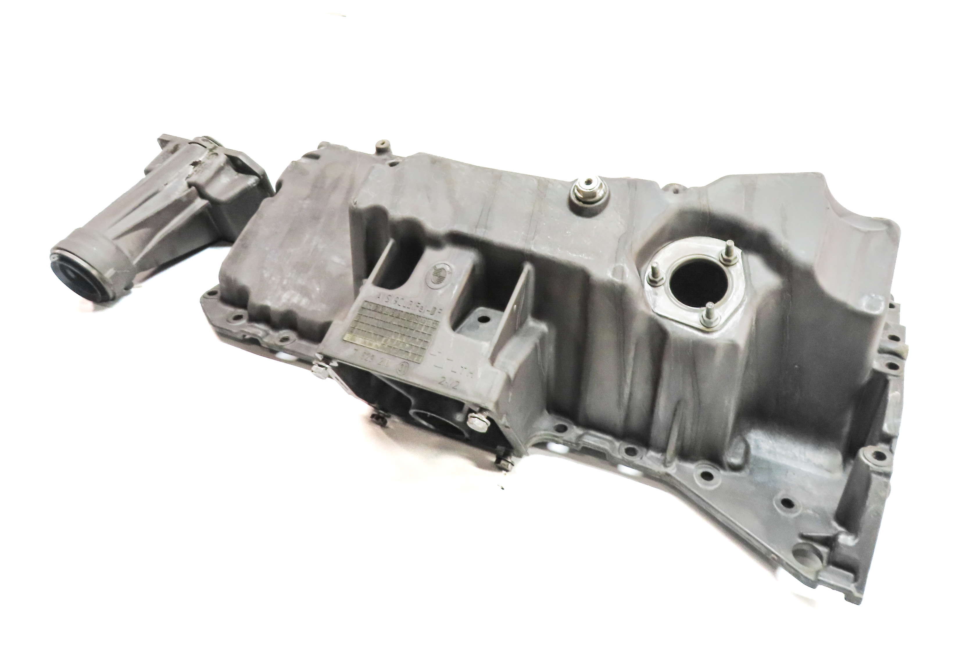 2011-2014 BMW X5 X6 (E70 E71) AWD 3.0L N55 ENGINE OIL PAN w/ OUTPUT AXLE FLANGE — exact item pictured