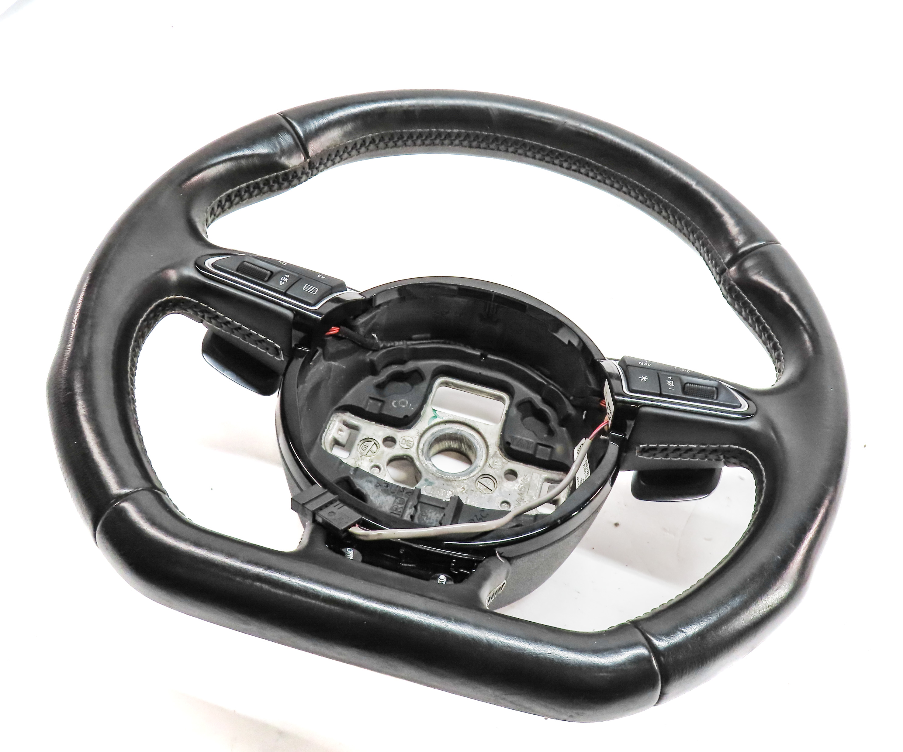 2015 AUDI S3 8V MULTIFUNCTION 3 SPOKE FLAT BOTTOM SPORT STEERING WHEEL (Black) — exact item pictured