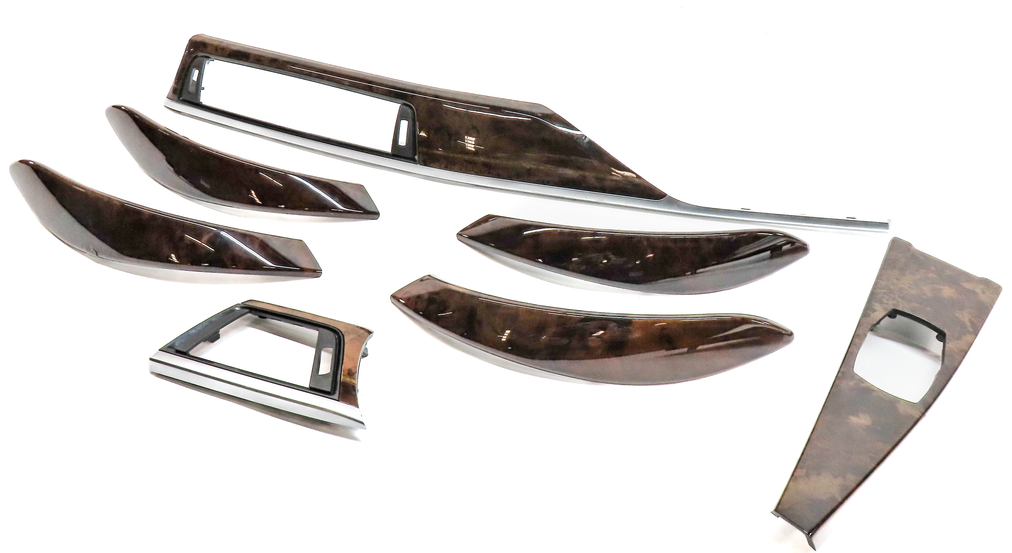 14 BMW 328IGT (F34) FRONT INTERIOR DASH DOOR CENTER CONSOLE TRIM SET/7 (Walnut) — exact item pictured
