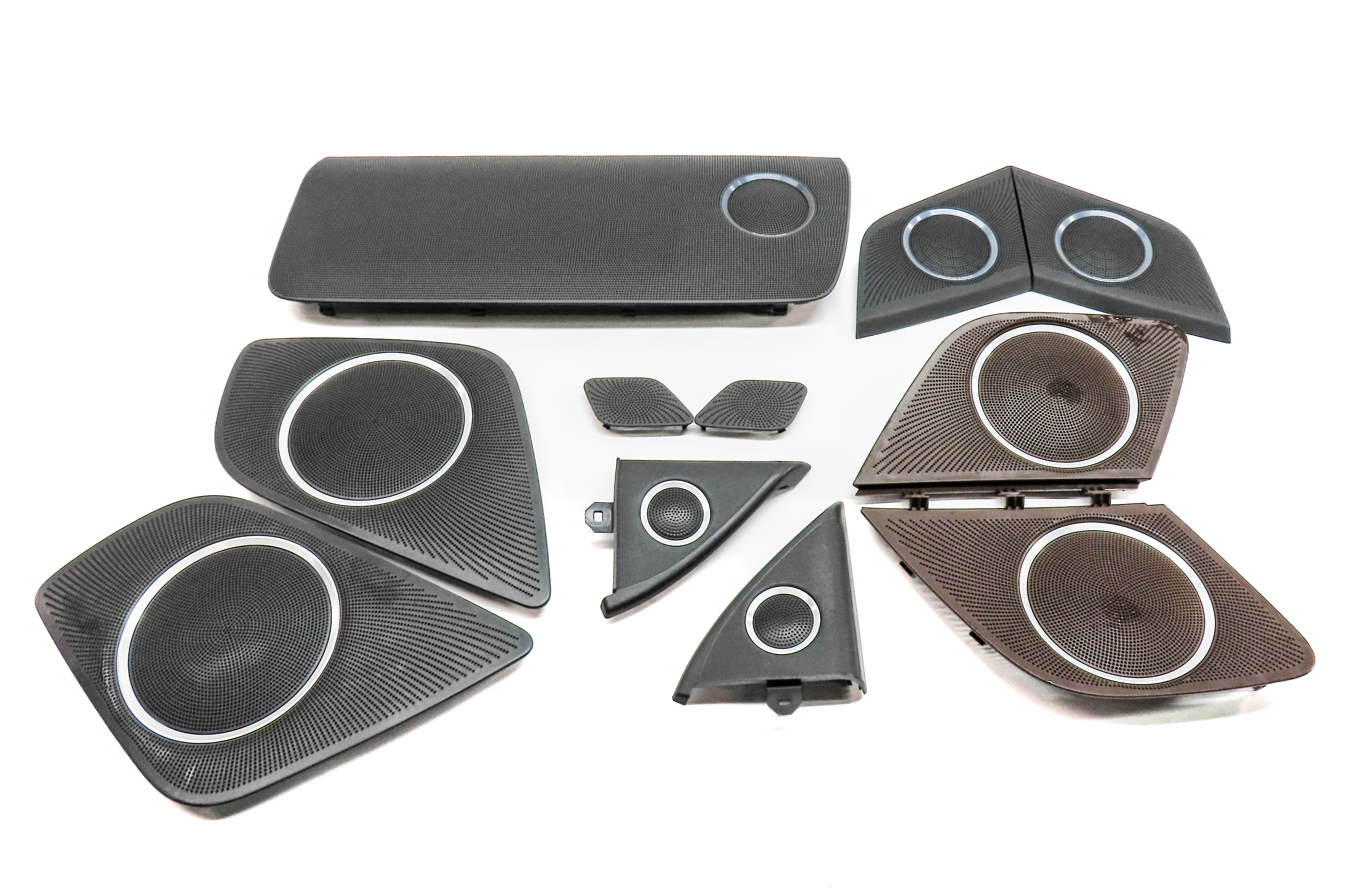 13 AUDI A5 (B8 8T) BANG & OLUFSEN AUDIO SOUND SPEAKER GRILLE TRIM SET/11 (BROWN) — exact item pictured