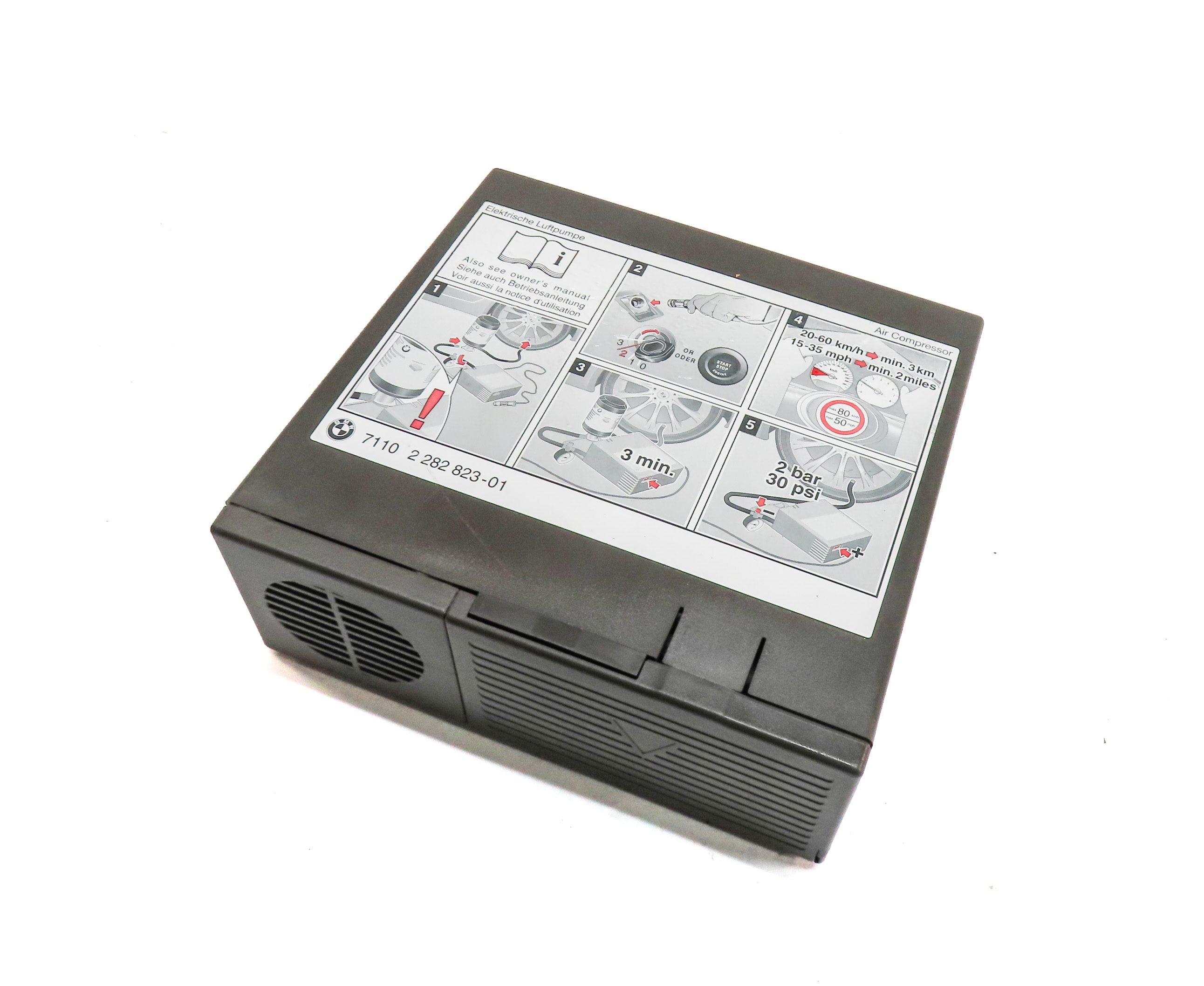 2012 BMW M3 (E90) EMERGENCY ROADSIDE SPARE TIRE COMPRESSOR PUMP UNIT — exact item pictured