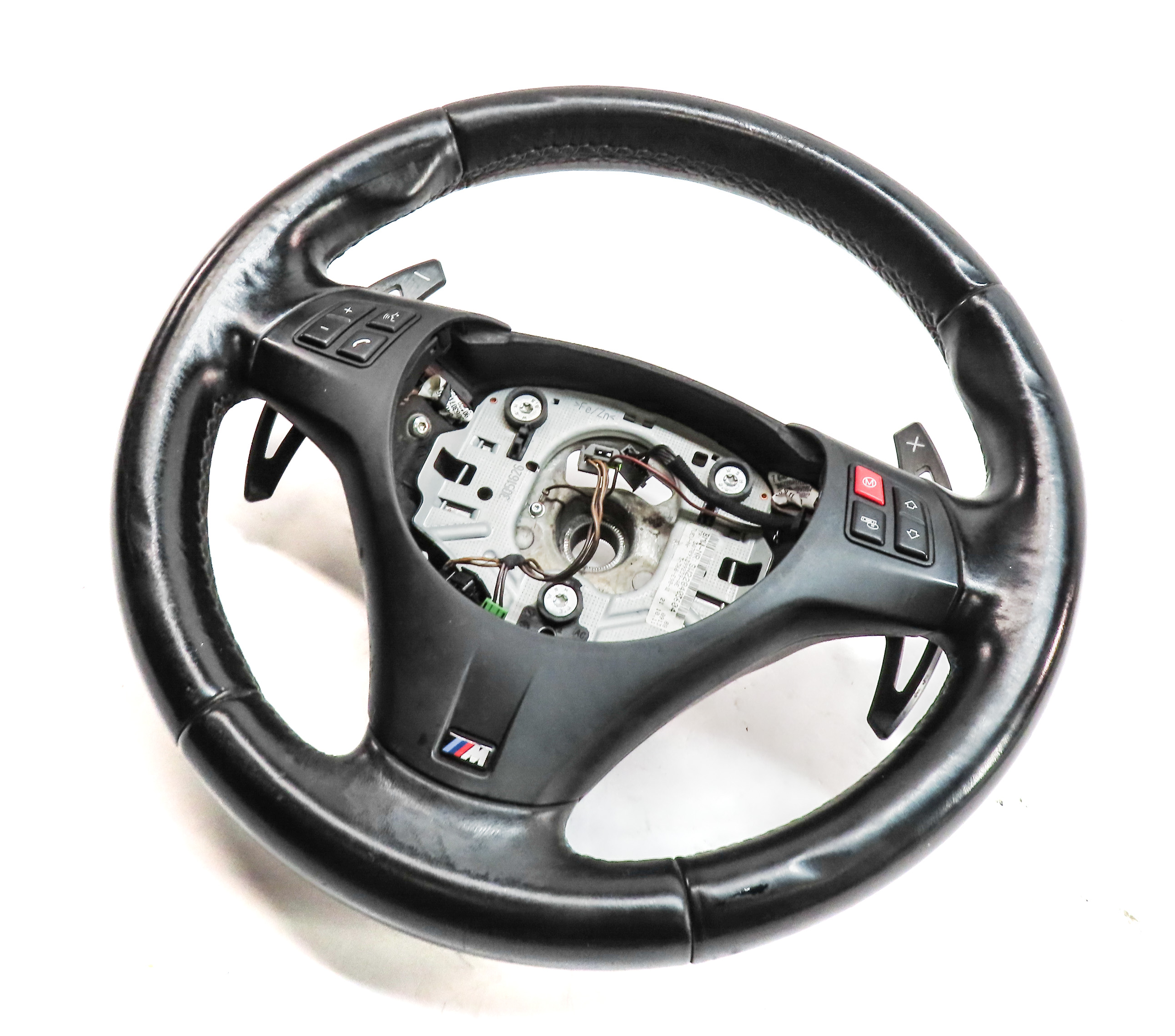 2008-2013 BMW M3 E90 FRONT LEFT DRIVER SPORT STEERING WHEEL w/ SHIFT PADDLES — exact item pictured